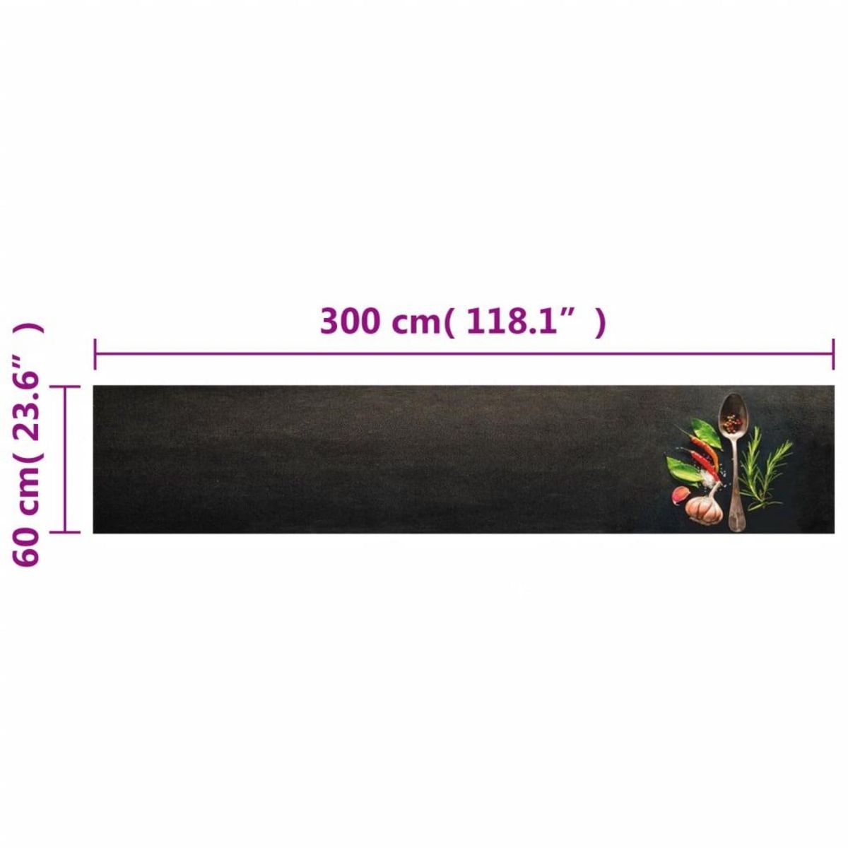 VIDAXL Tapis de cuisine lavable impression d'epices 60x300 cm velours