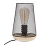 Voir la diapositive 2 : ATMOSPHERA Lampe à poser en fer et bois - H. 23 cm - Noir