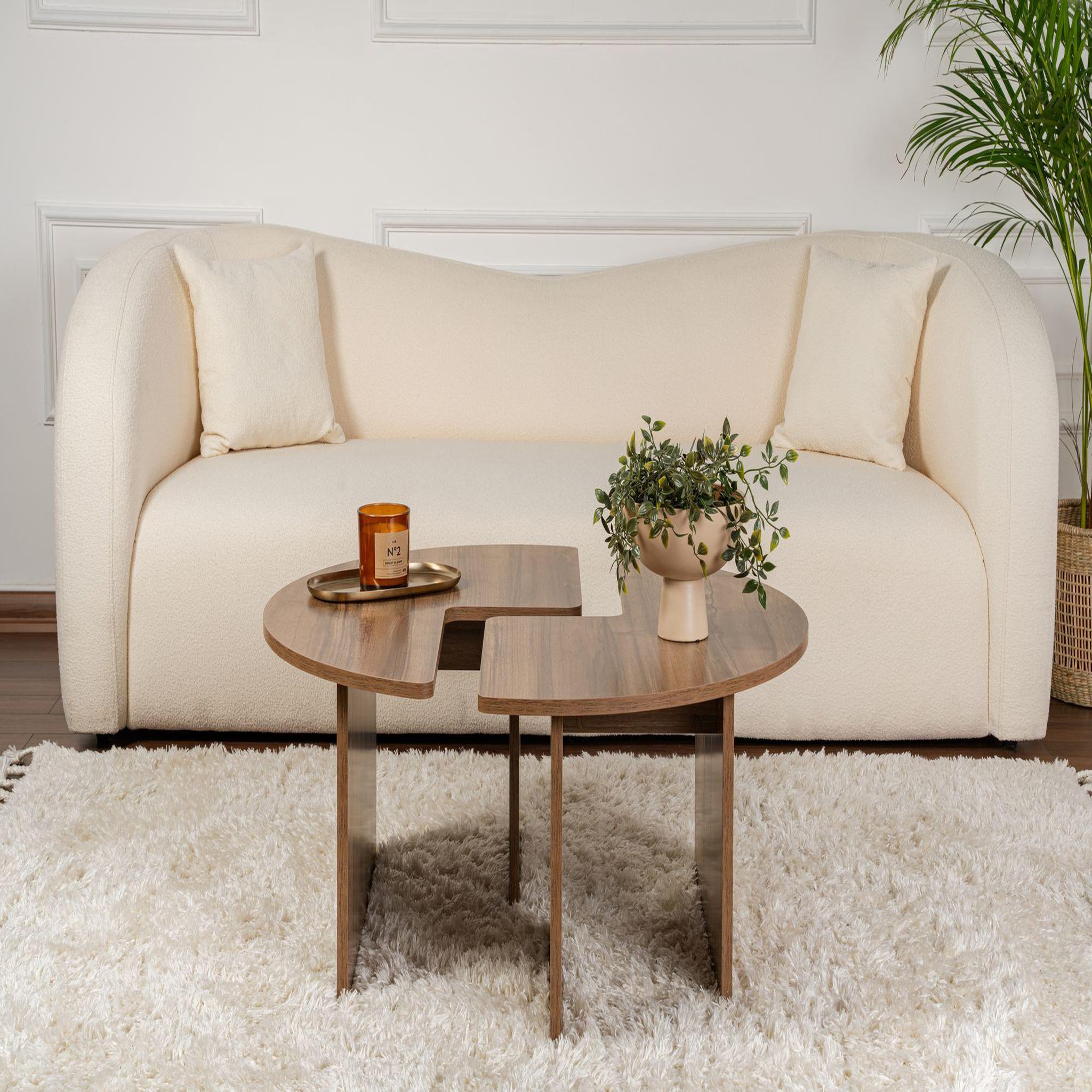 Voir la diapositive 3 : Habitat et Jardin Table basse en bois  moira  -  90 x 90 x 41 cm - noyer