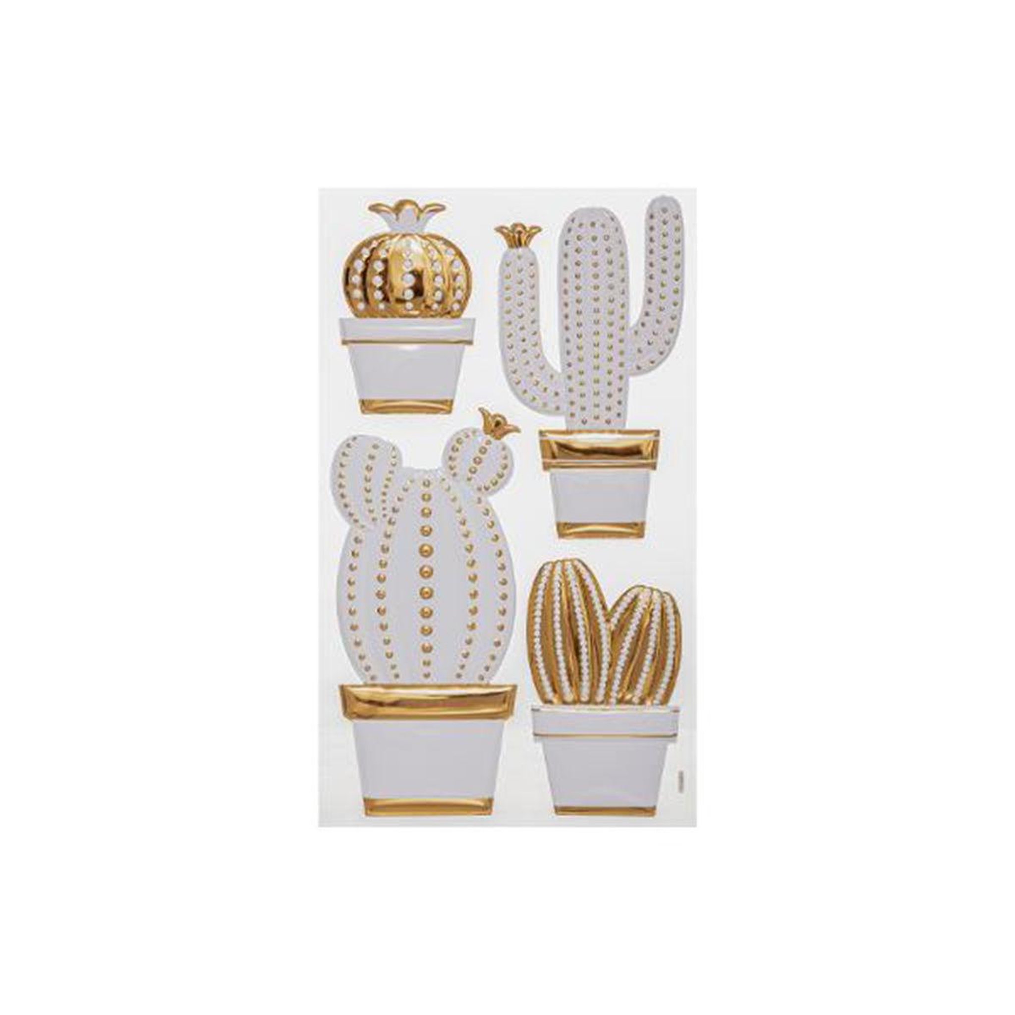 Stick'n Look Stickers brillants  cactus  24x41cm blanc & or