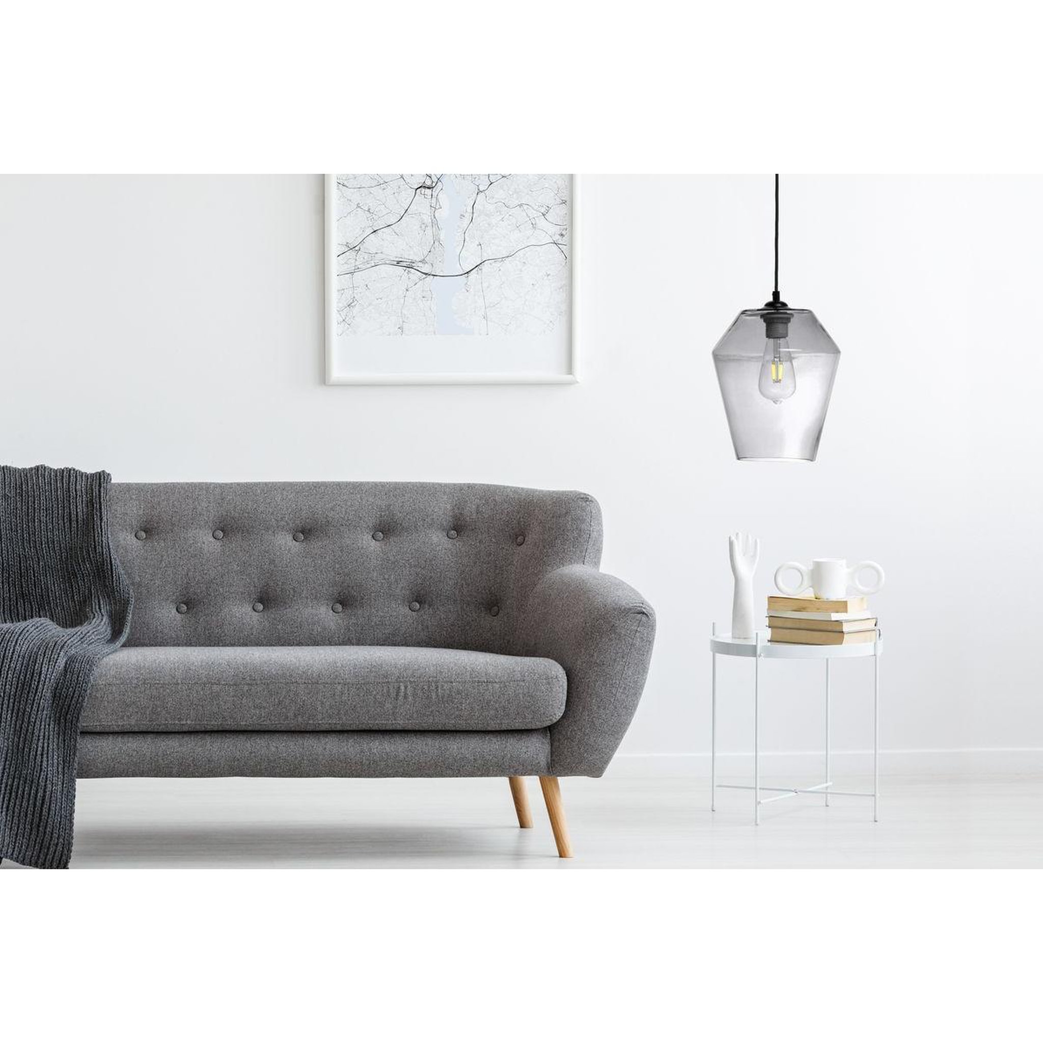 Voir la diapositive 2 : Paris Prix Lampe suspension en verre  planta  30cm gris