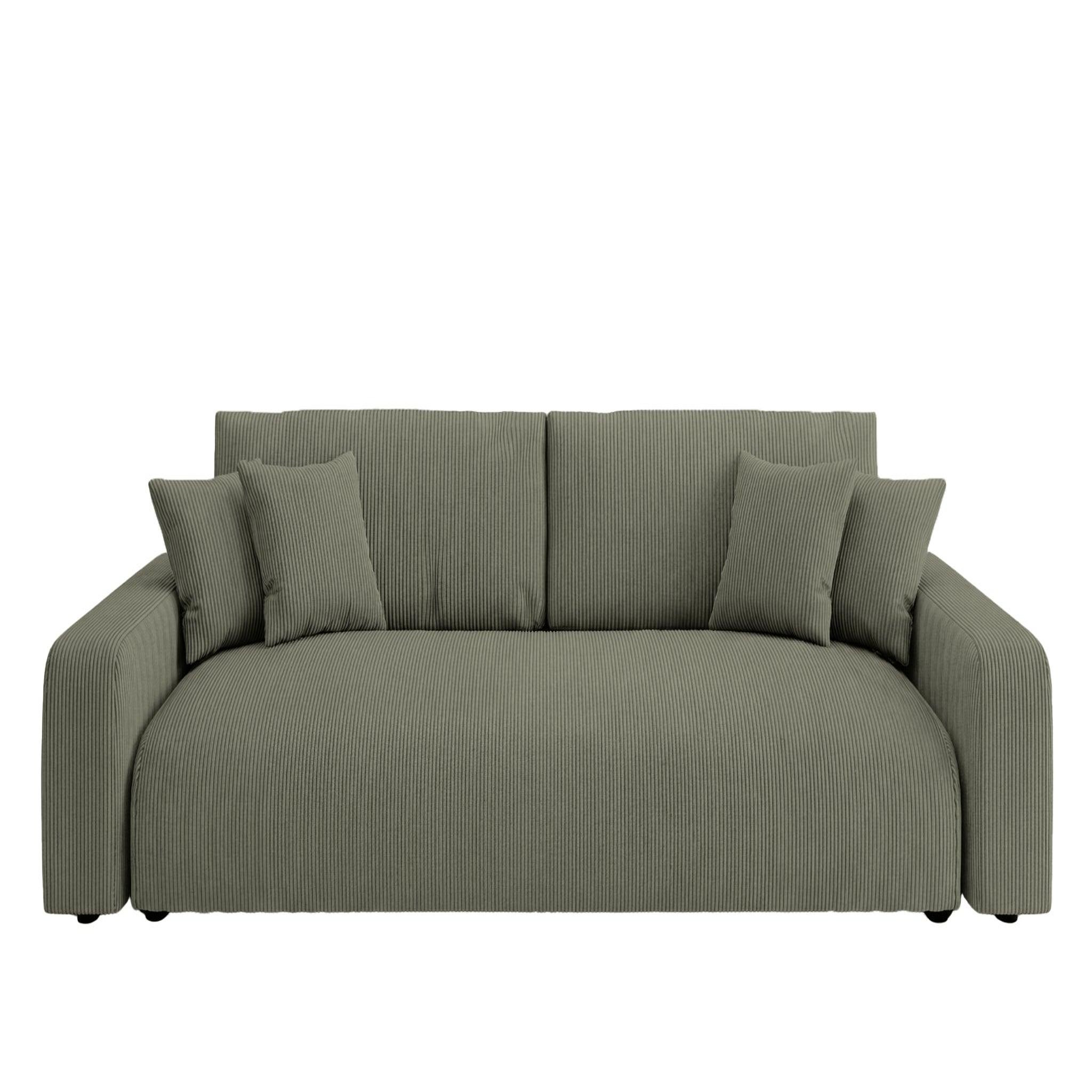 CASANOVA PARIS Ena - canapé droit convertible velours côtelé 3. Coloris disponibles : Marron, Gris, Orange, Bleu, Beige, Vert