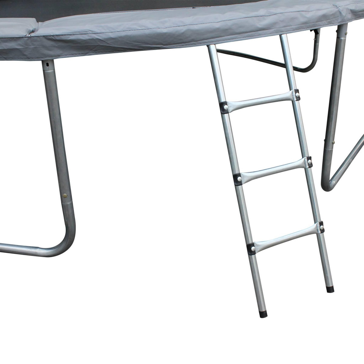 SWEEEK Trampoline rond Ø 490cm gris avec filet de protection intérieur - Jupiter Inner XXL - échelle. bâche. filet pour chaussures et kit d'ancrage 4.90m 490 cm