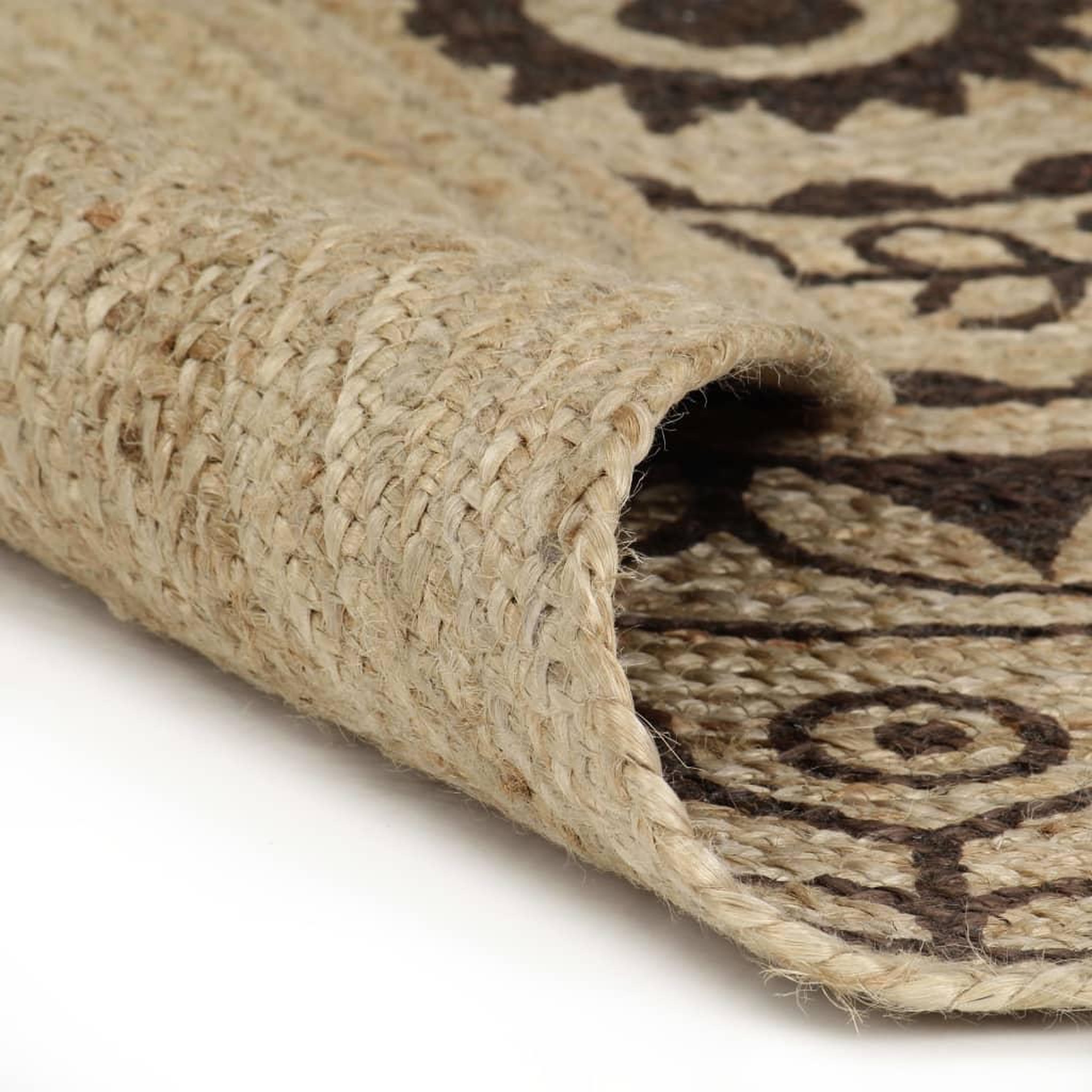 Voir la diapositive 2 : VIDAXL Tapis fait a la main Jute avec imprime marron fonce 150 cm