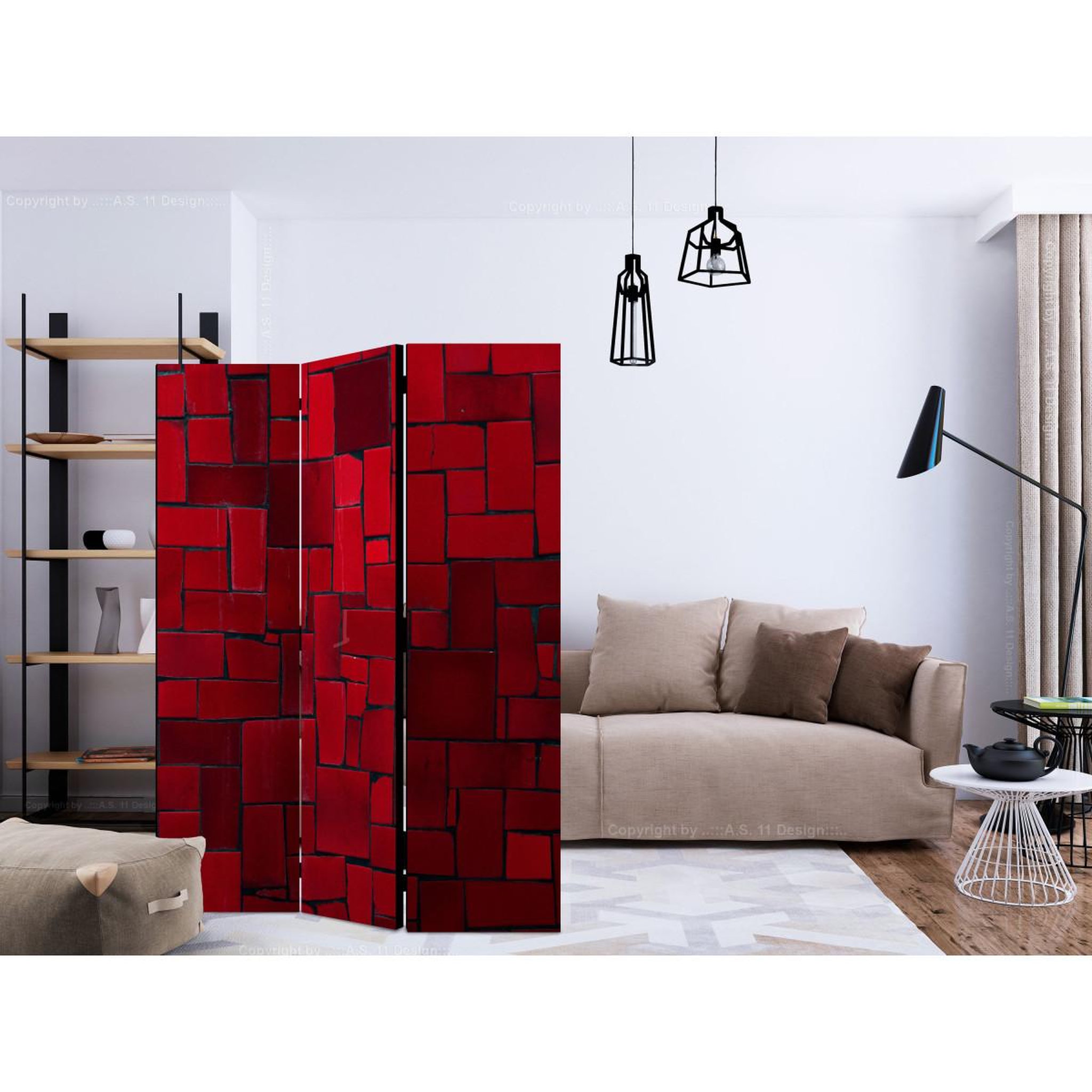 Voir la diapositive 2 : Paris Prix Paravent 3 volets  red imagination  135x172cm