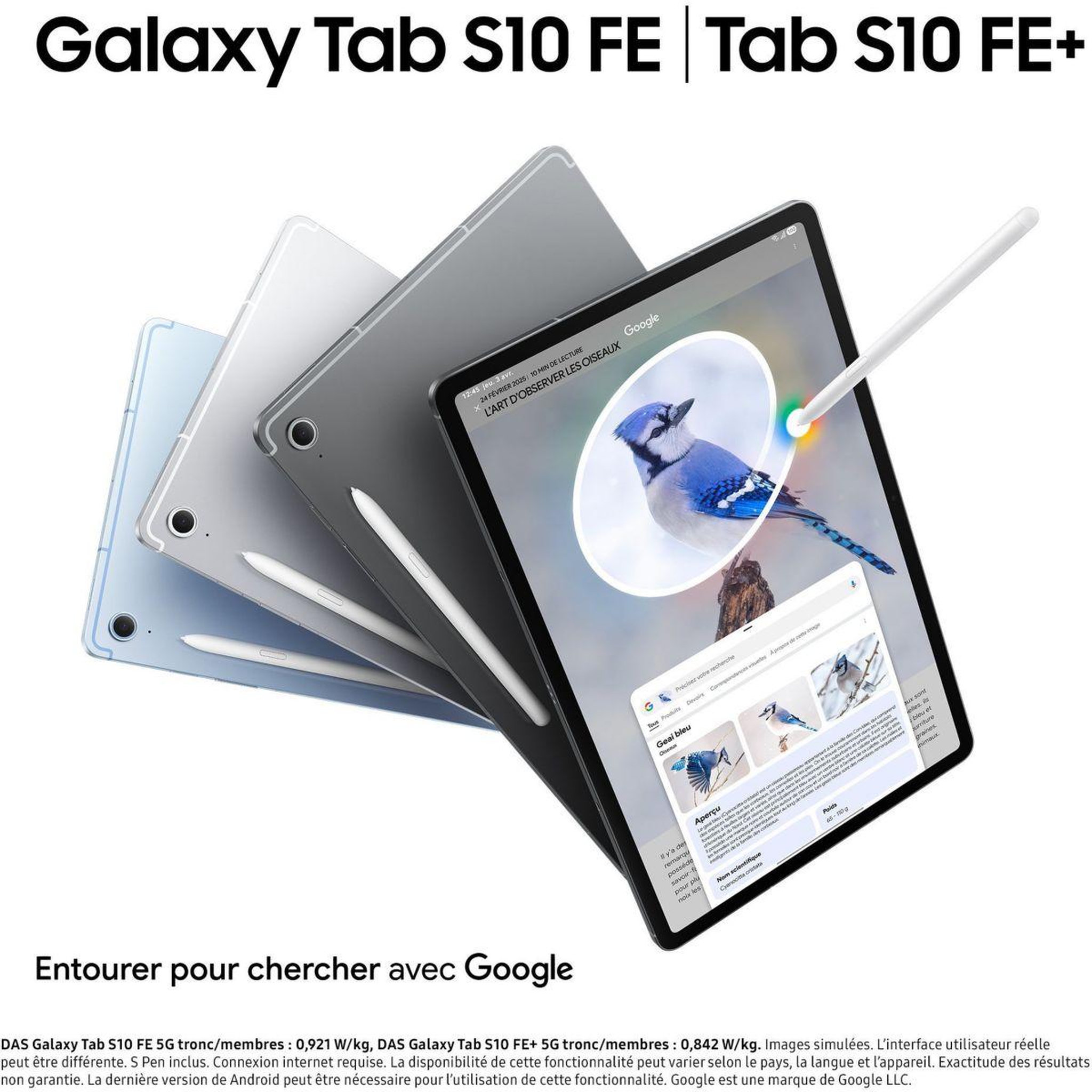 Voir la diapositive 2 : Samsung Tablette Android Galaxy Tab S10FE+ Wi-Fi 128Go Argent