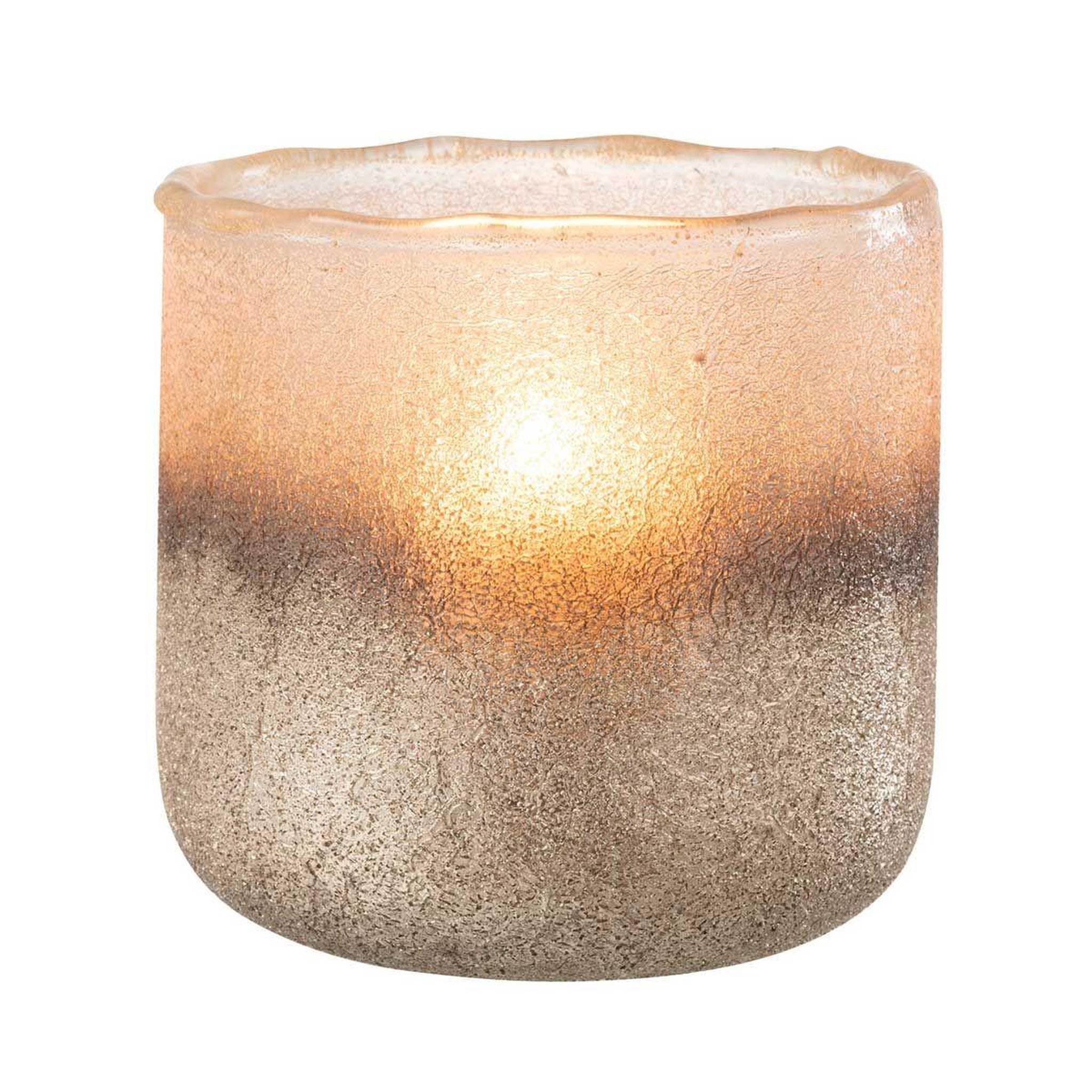 Voir la diapositive 2 : J-LINE Photophore design en verre  camille  14cm rose