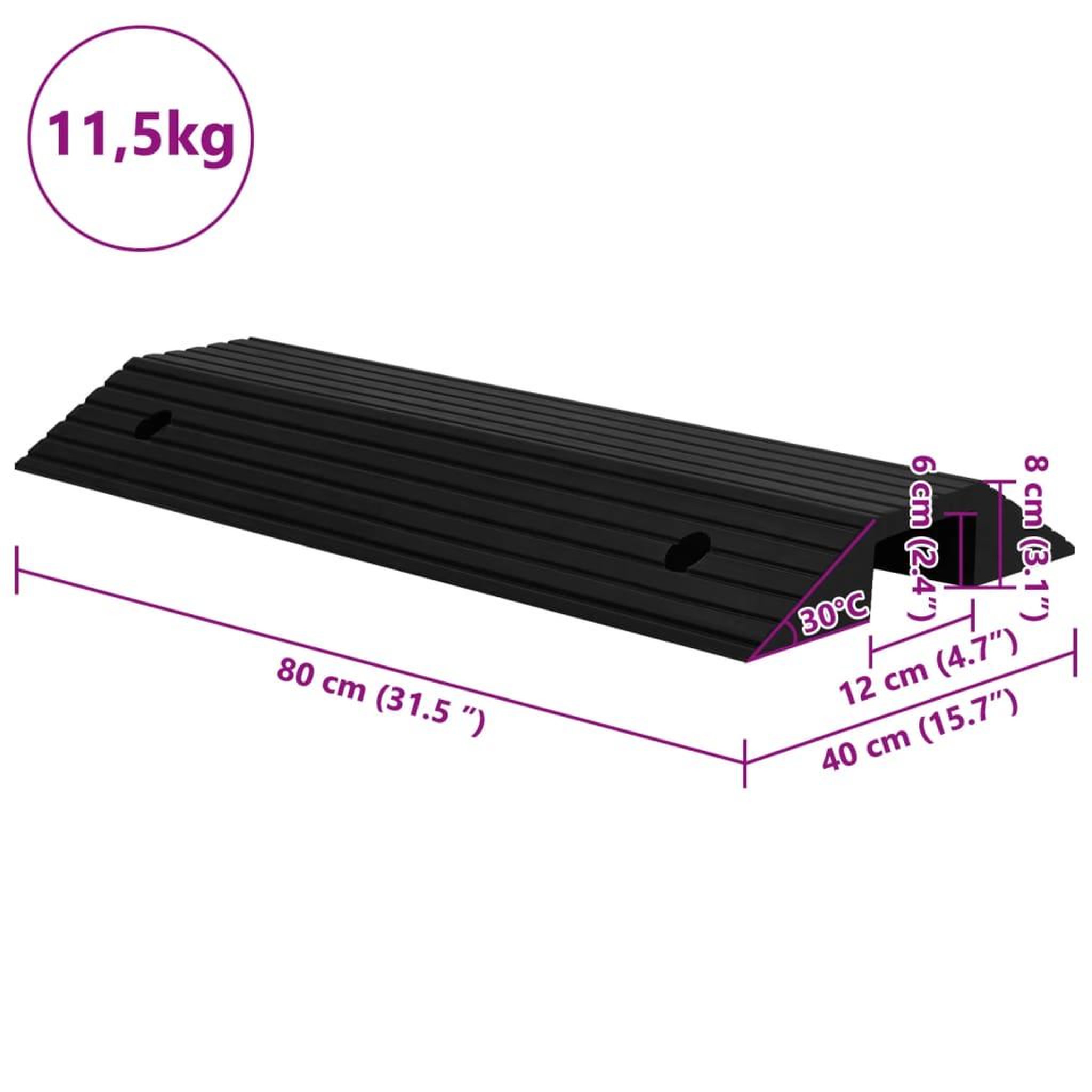 Voir la diapositive 6 : VIDAXL Rampe de seuil de pont 80x40x8 cm Caoutchouc