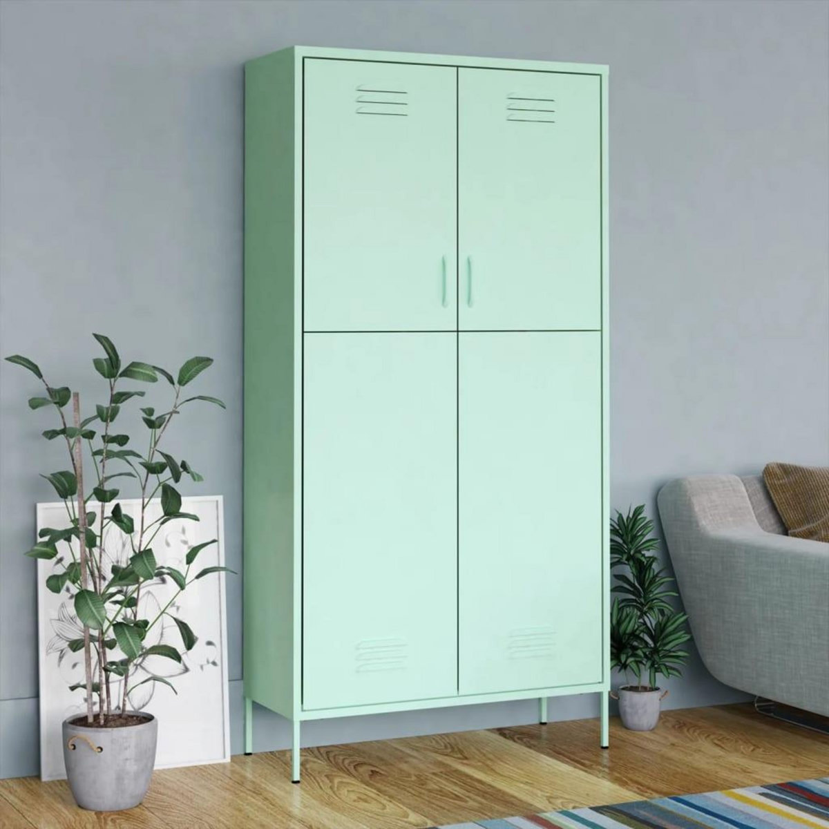 VIDAXL Garde-robe Vert menthe 90x50x180 cm Acier