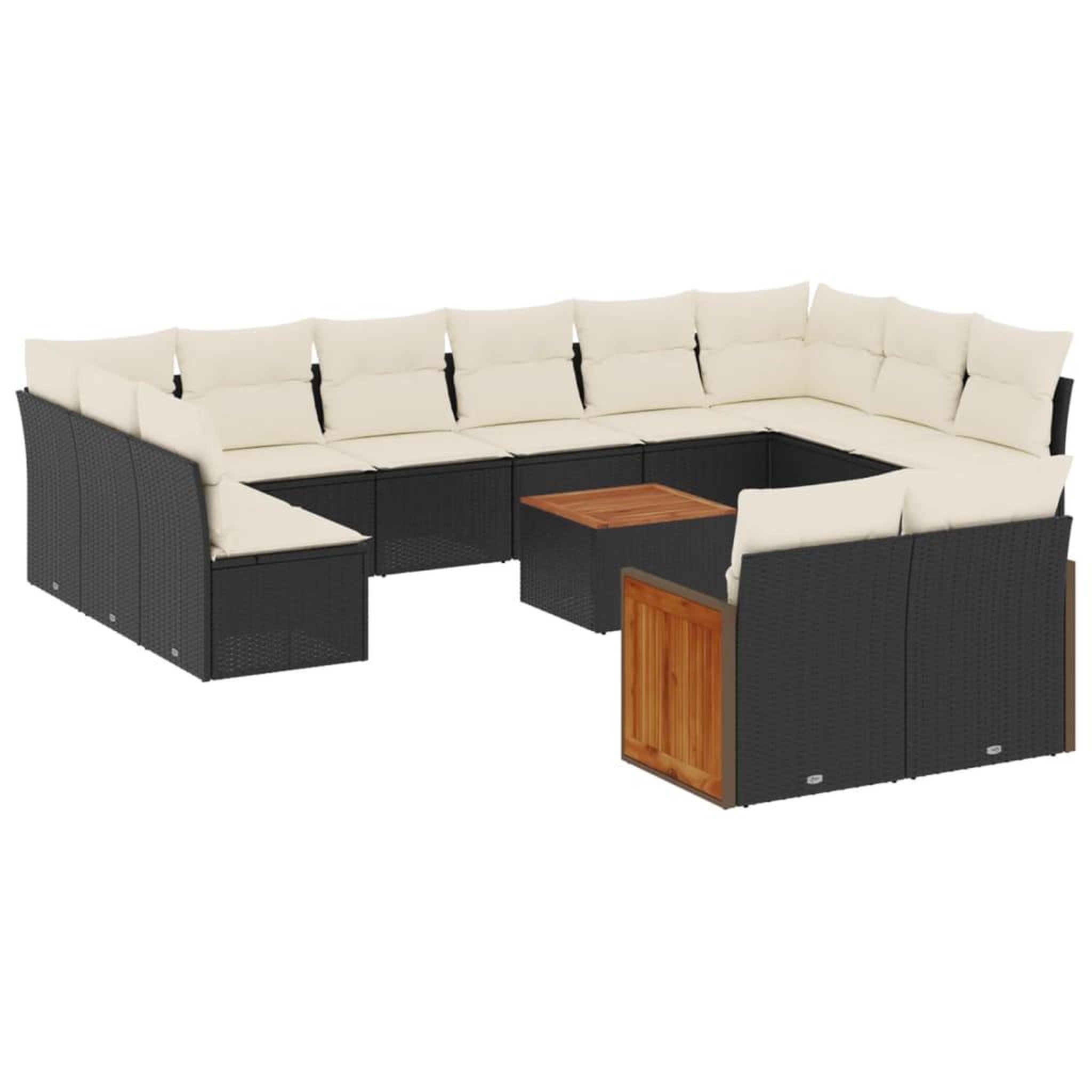 Voir la diapositive 2 : VIDAXL Salon de jardin avec coussins 13 pcs noir resine tressee