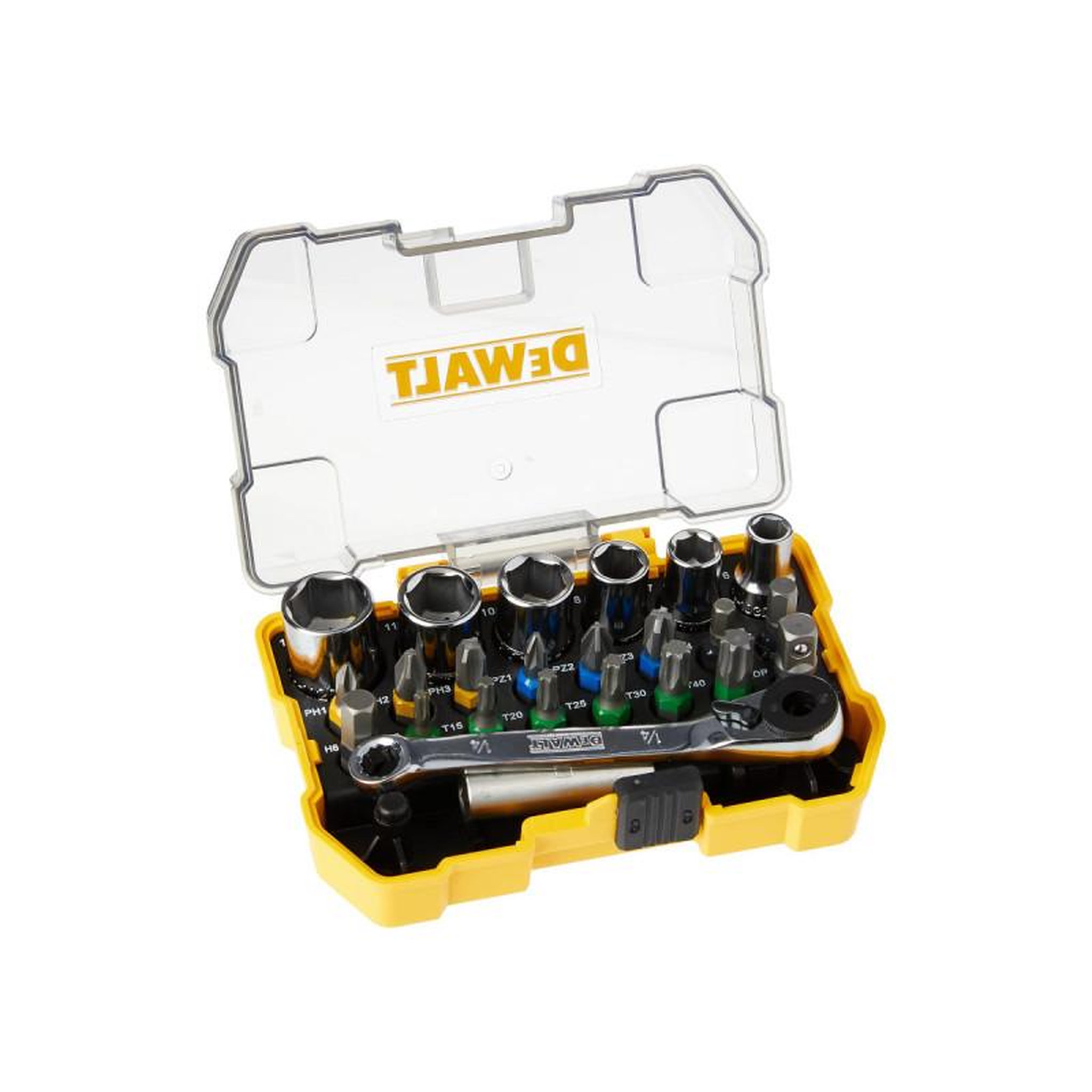 Voir la diapositive 3 : Dewalt Coffret 24 pièces de vissage dewalt - douilles et embouts 25 mm - dt71516-qz