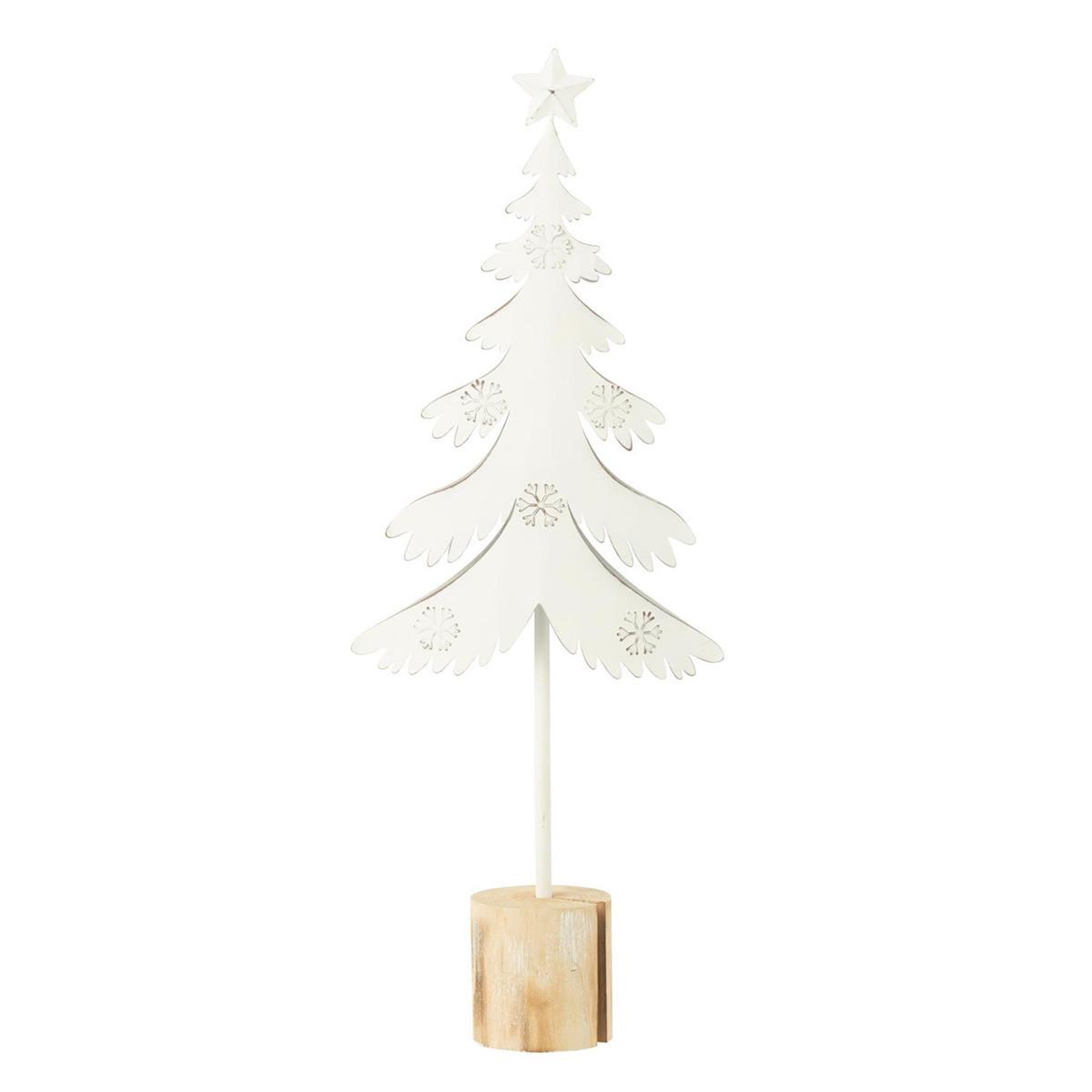 J-LINE Sapin de noël déco sur pied  étoile  52cm blanc