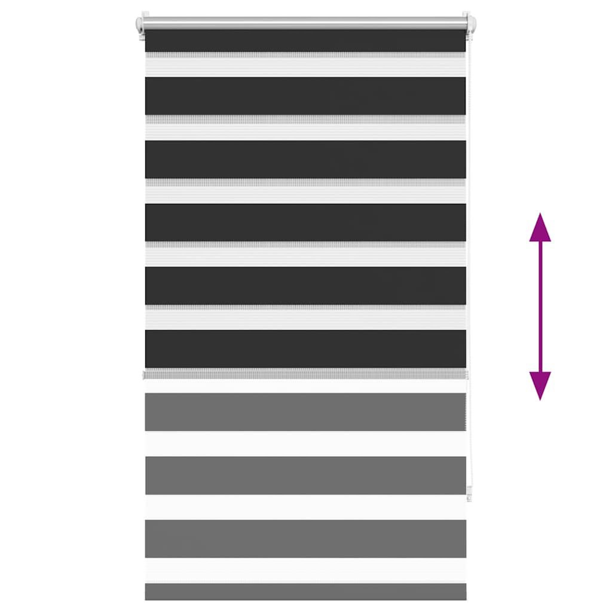 Voir la diapositive 5 : VIDAXL Store venitien zebre 70,9 x 120 cm, largeur du tissu 66,7 cm, noir