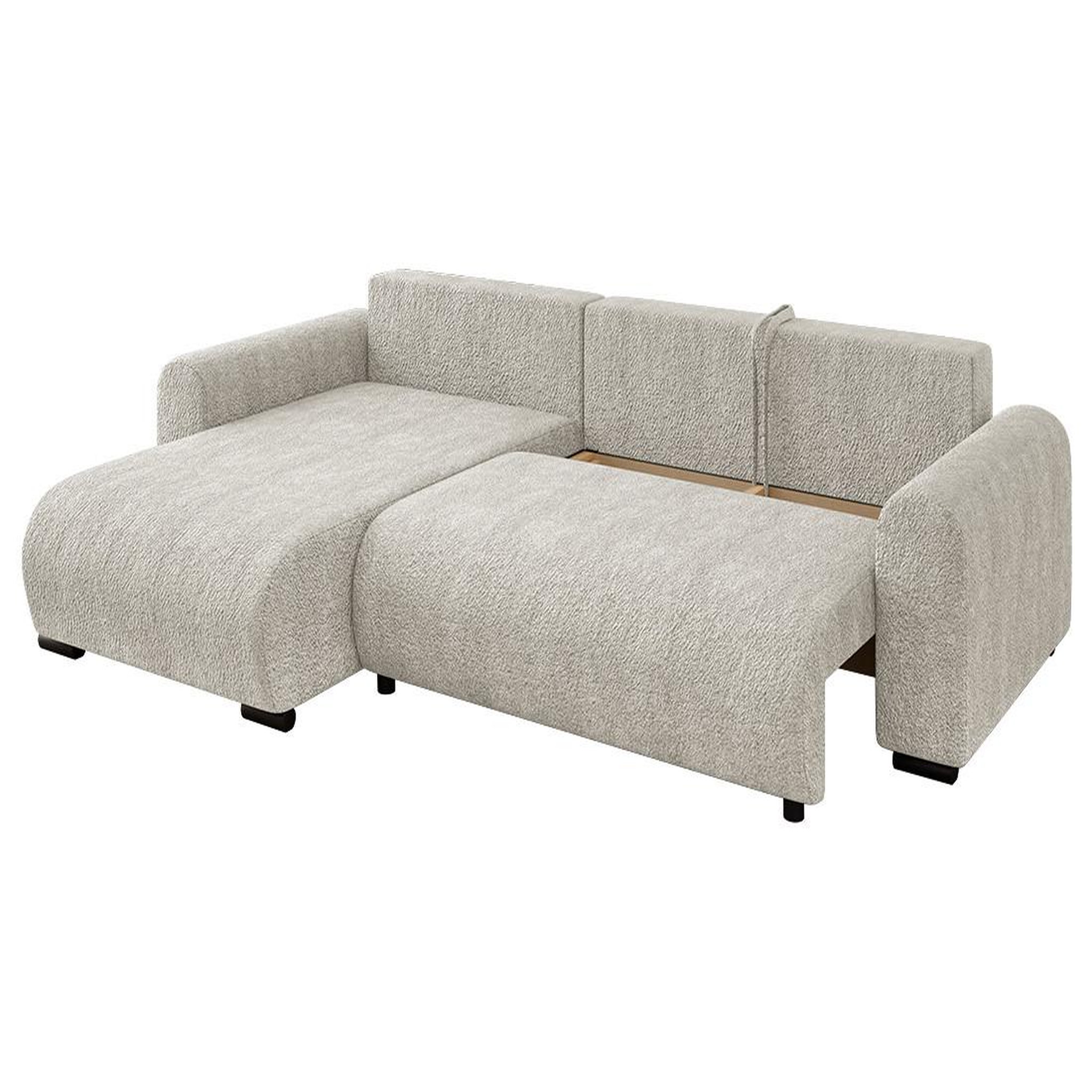 Voir la diapositive 3 : BEST MOBILIER Rosalie - canapé d'angle réversible 4 places convertible avec coffre en tissu bouclette