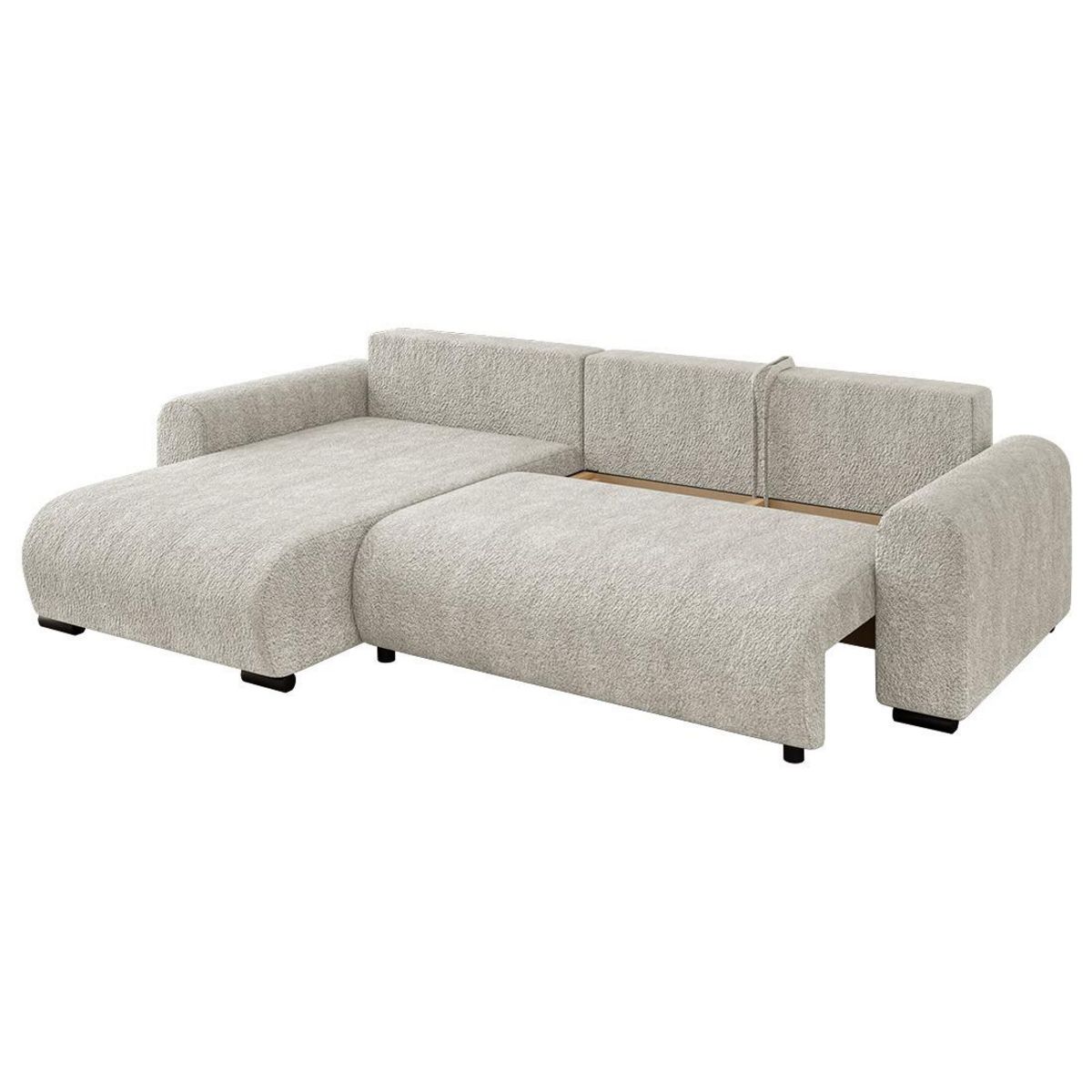 BEST MOBILIER Rosalie - canapé d'angle réversible 4 places convertible avec coffre en tissu bouclette