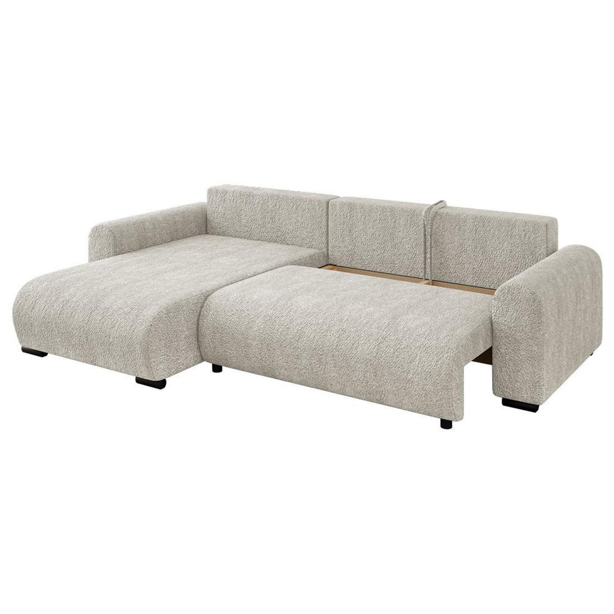 BEST MOBILIER Rosalie - canapé d'angle réversible 4 places convertible avec coffre en tissu bouclette