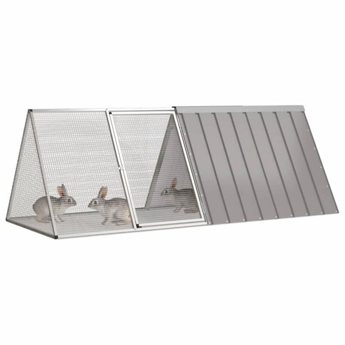 VIDAXL Cage pour lapin Gris 201,5x80,5x71 cm Acier galvanisé