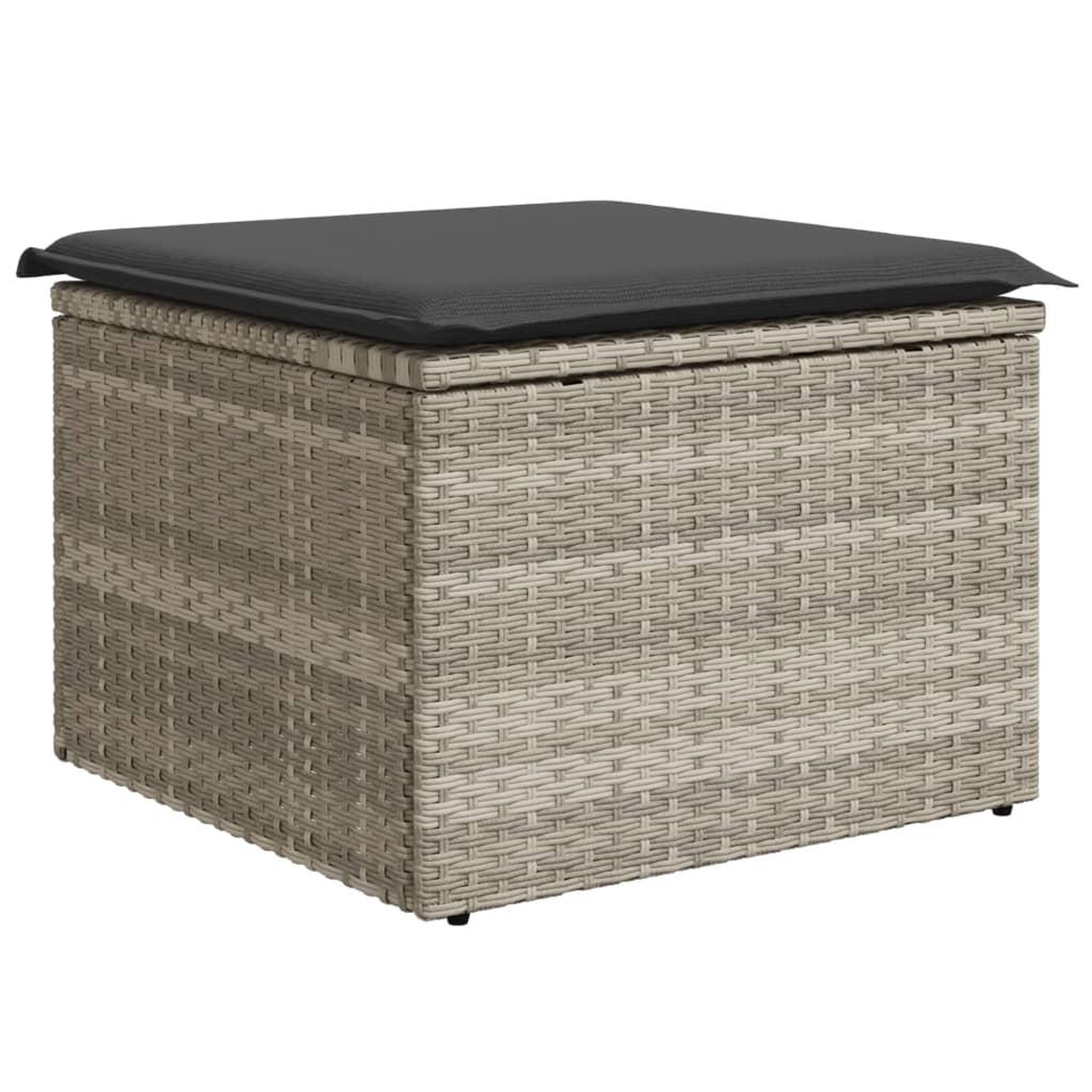 Voir la diapositive 2 : VIDAXL Tabouret de jardin coussin gris clair 55x55x37cm resine tressee
