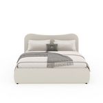 CONCEPT USINE Lit coffre 160x200cm design arrondi velours côtelé beige PLANO