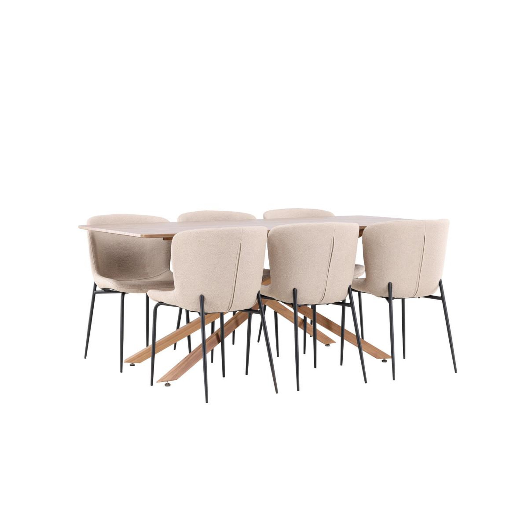 Voir la diapositive 5 : Paris Prix Ensemble table à manger & 6 chaises  piazza & modesto  180cm naturel & beige