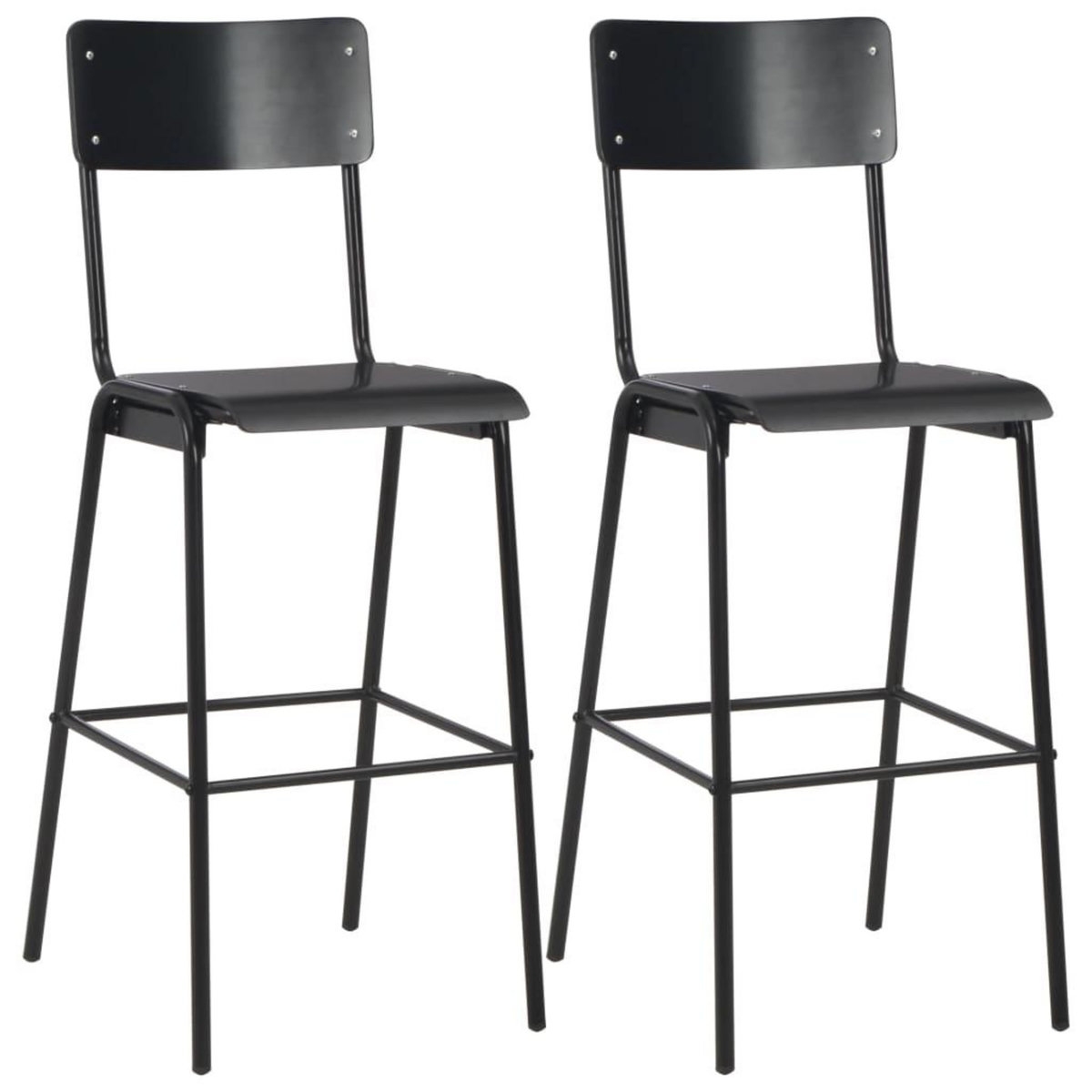 VIDAXL Chaises de bar lot de 2 noir contreplaque solide et acier