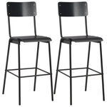 VIDAXL Chaises de bar lot de 2 noir contreplaque solide et acier