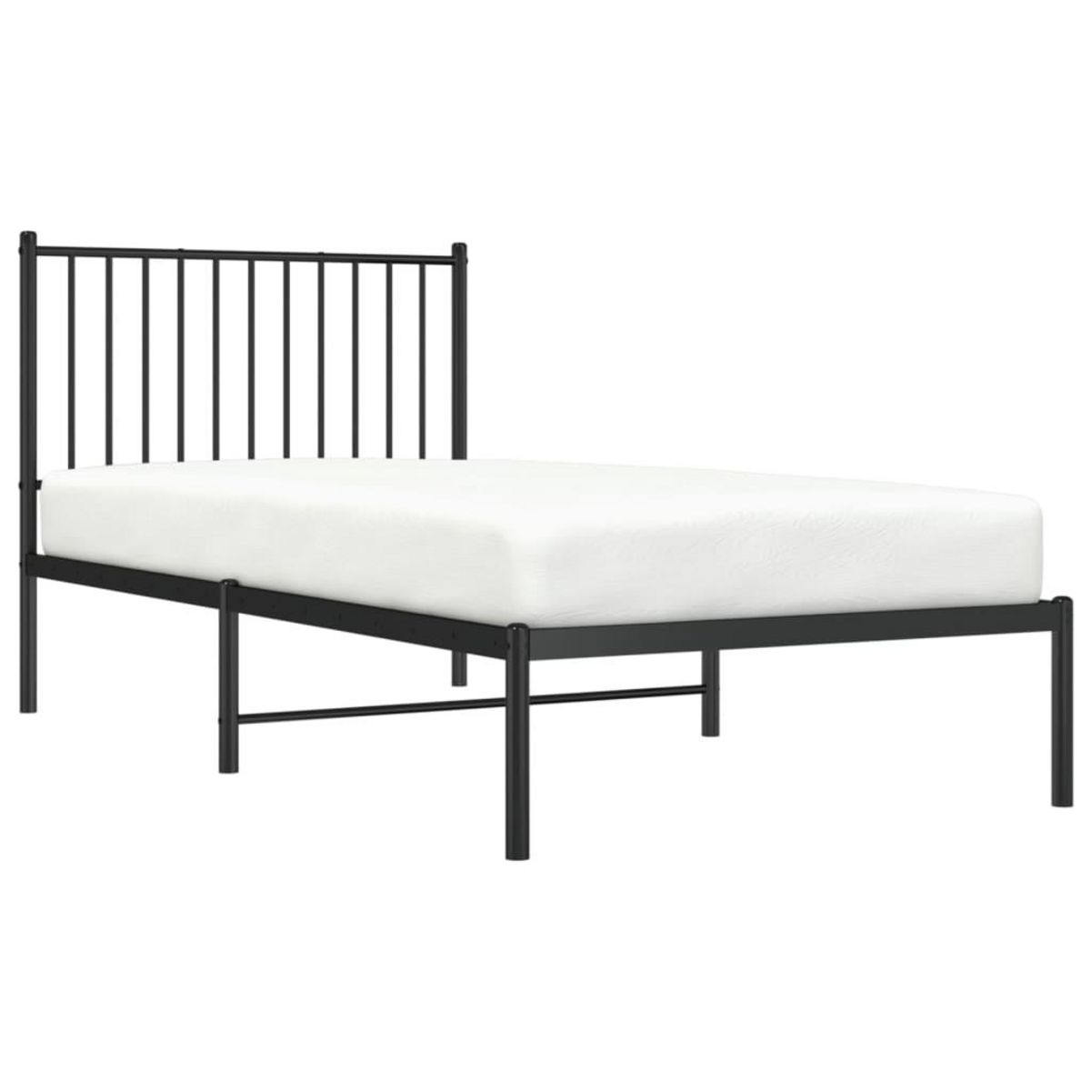 VIDAXL Cadre de lit metal sans matelas avec tete de lit noir 90x190 cm