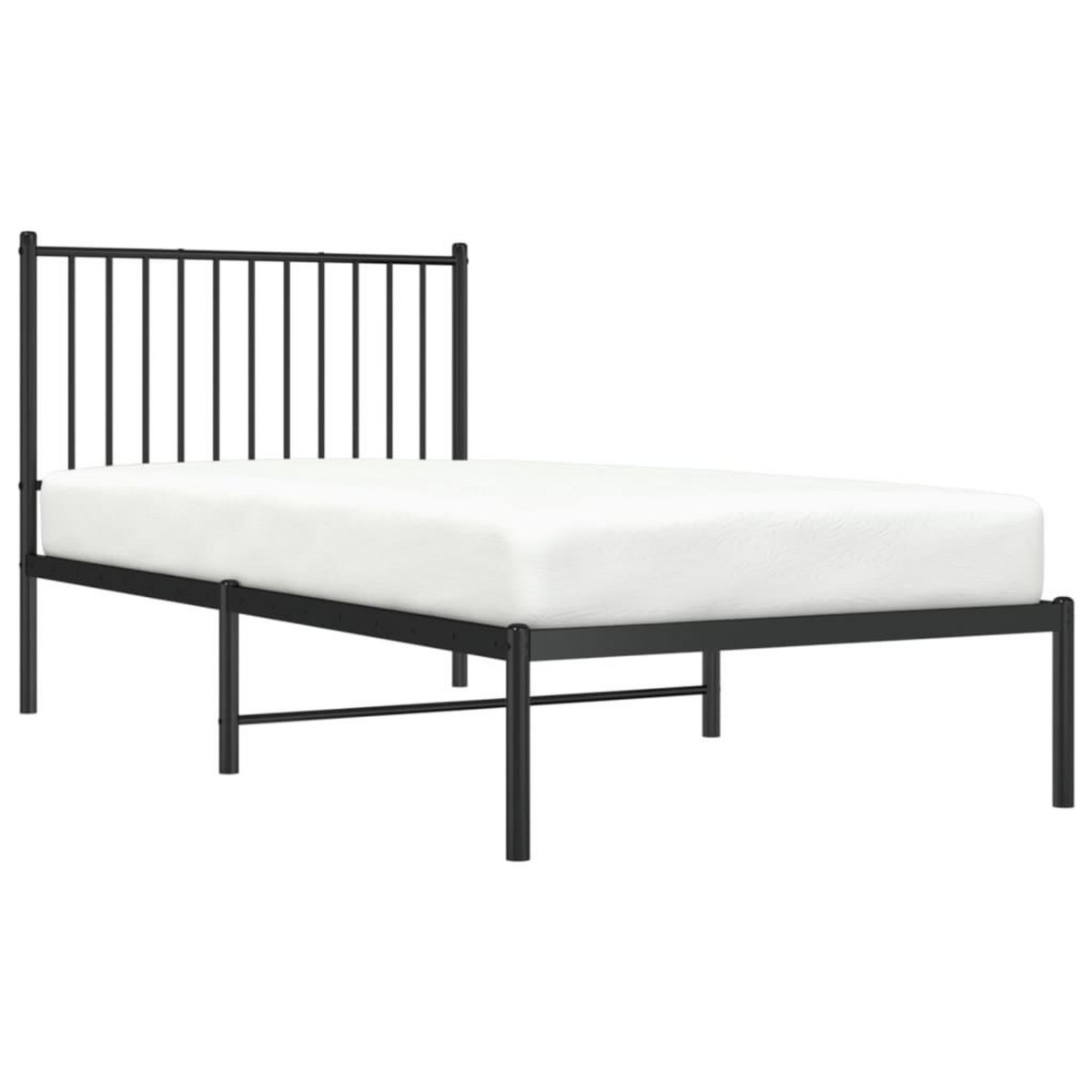 VIDAXL Cadre de lit metal sans matelas avec tete de lit noir 90x190 cm