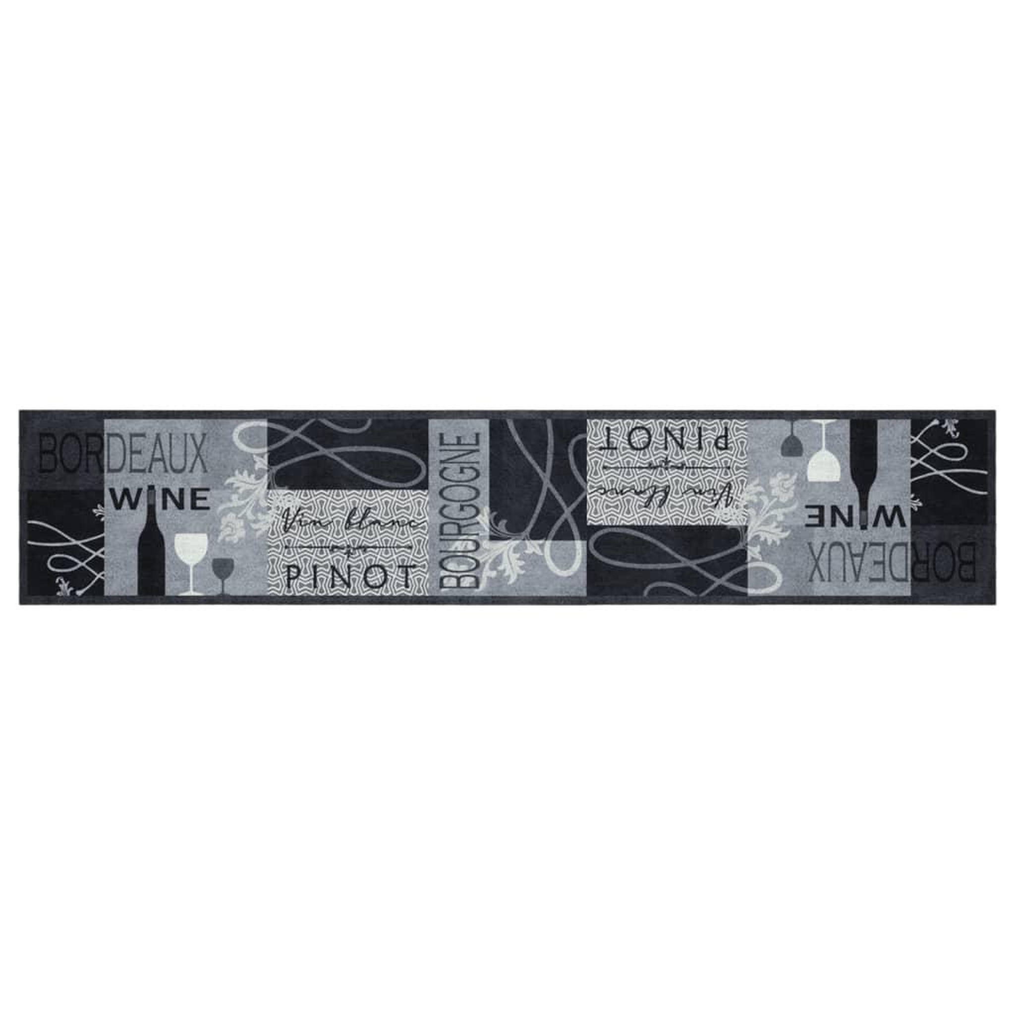 Voir la diapositive 2 : VIDAXL Tapis de cuisine lavable imprime Wine gris 60x300 cm velours