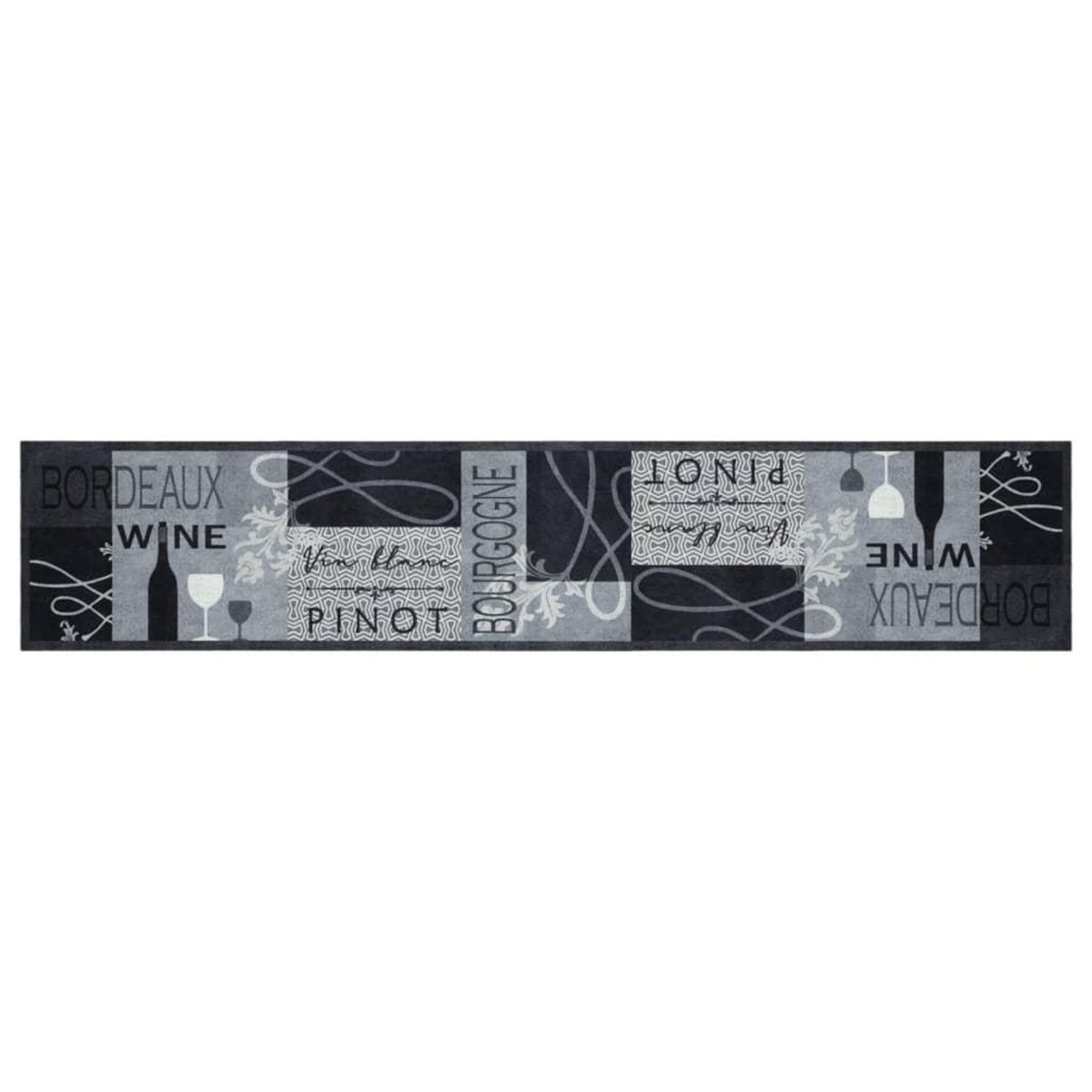 VIDAXL Tapis de cuisine lavable imprime Wine gris 60x300 cm velours