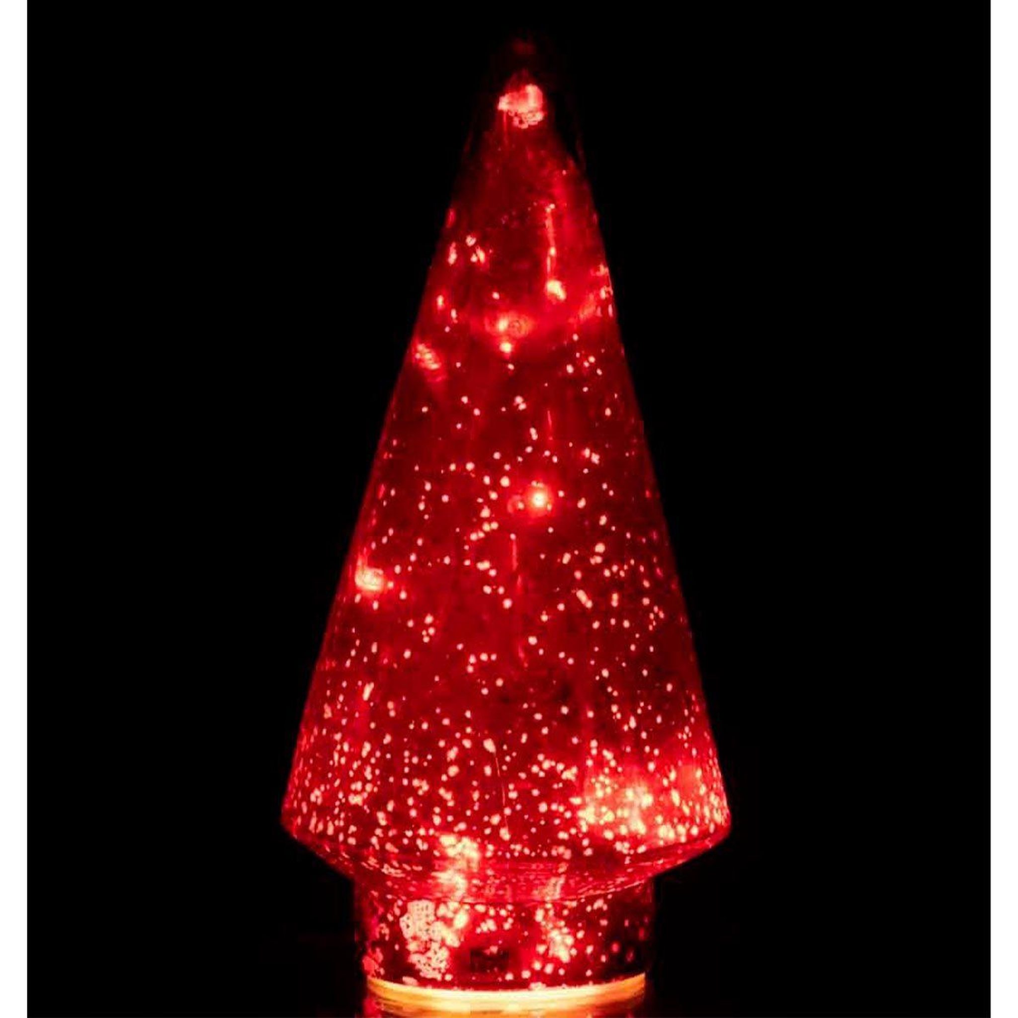 Voir la diapositive 3 : J-LINE Sapin de Noël en Verre  Led  24cm Rouge