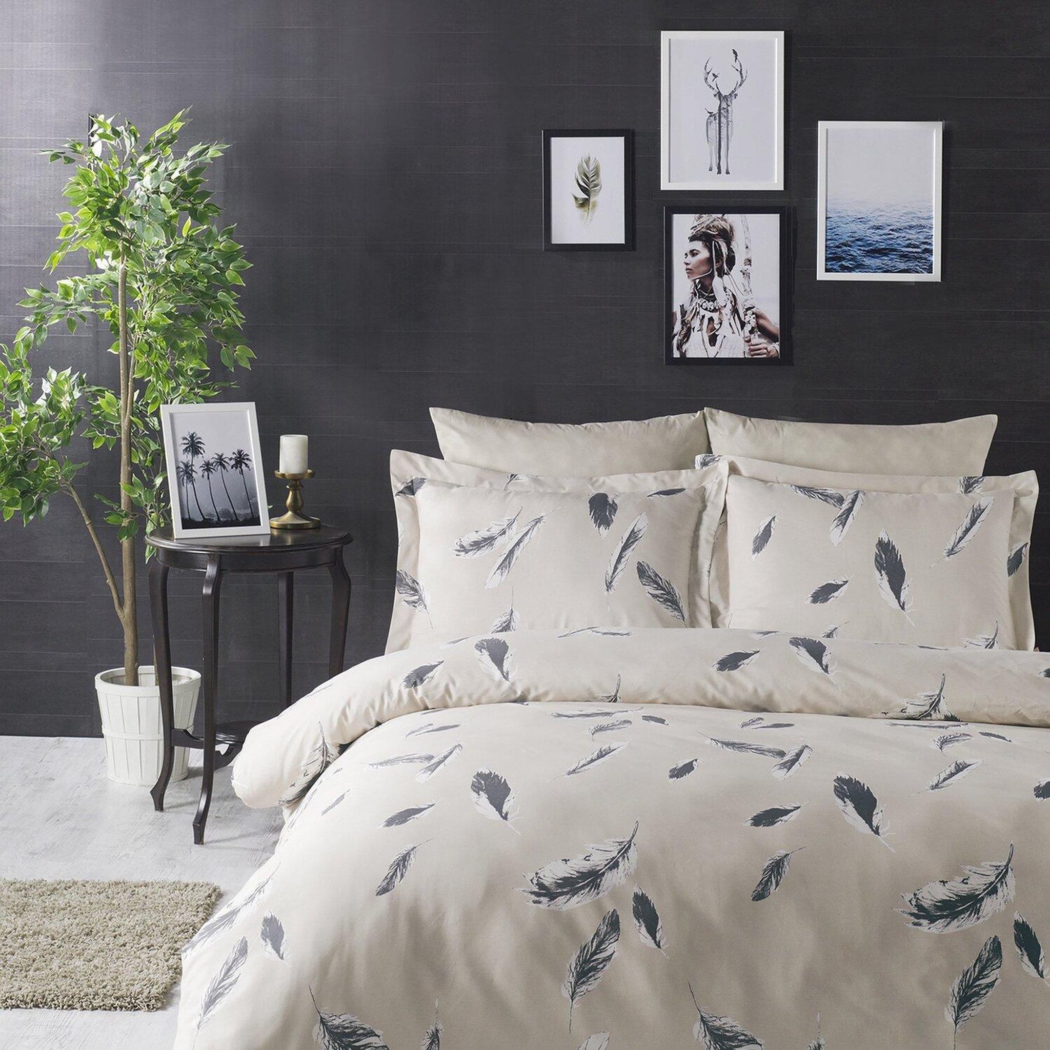 Voir la diapositive 1 : Home collection Parure housse de couette avec taie(s) 100 % coton Feather