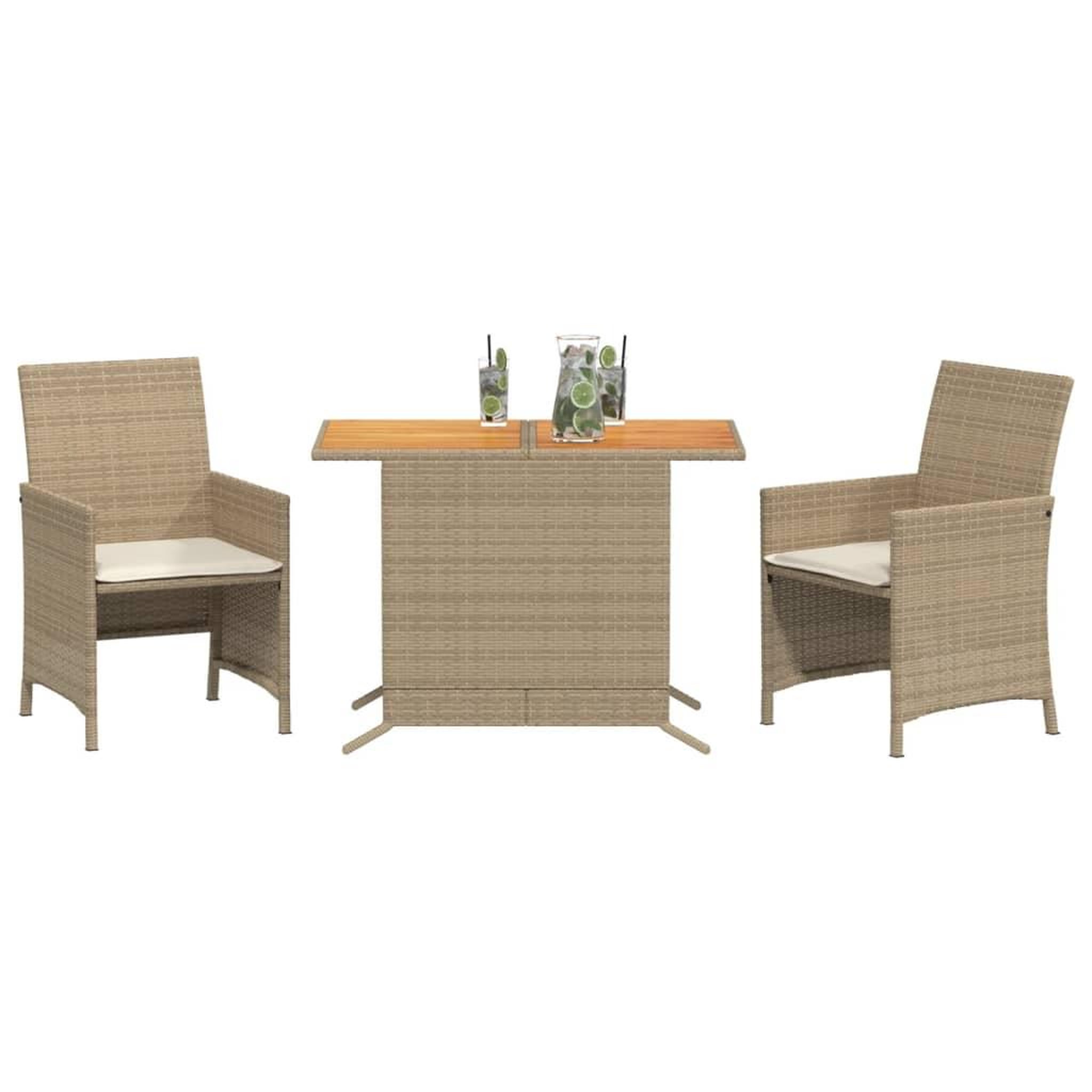 Voir la diapositive 3 : VIDAXL Ensemble de bistro 3 pcs avec coussins beige resine tressee