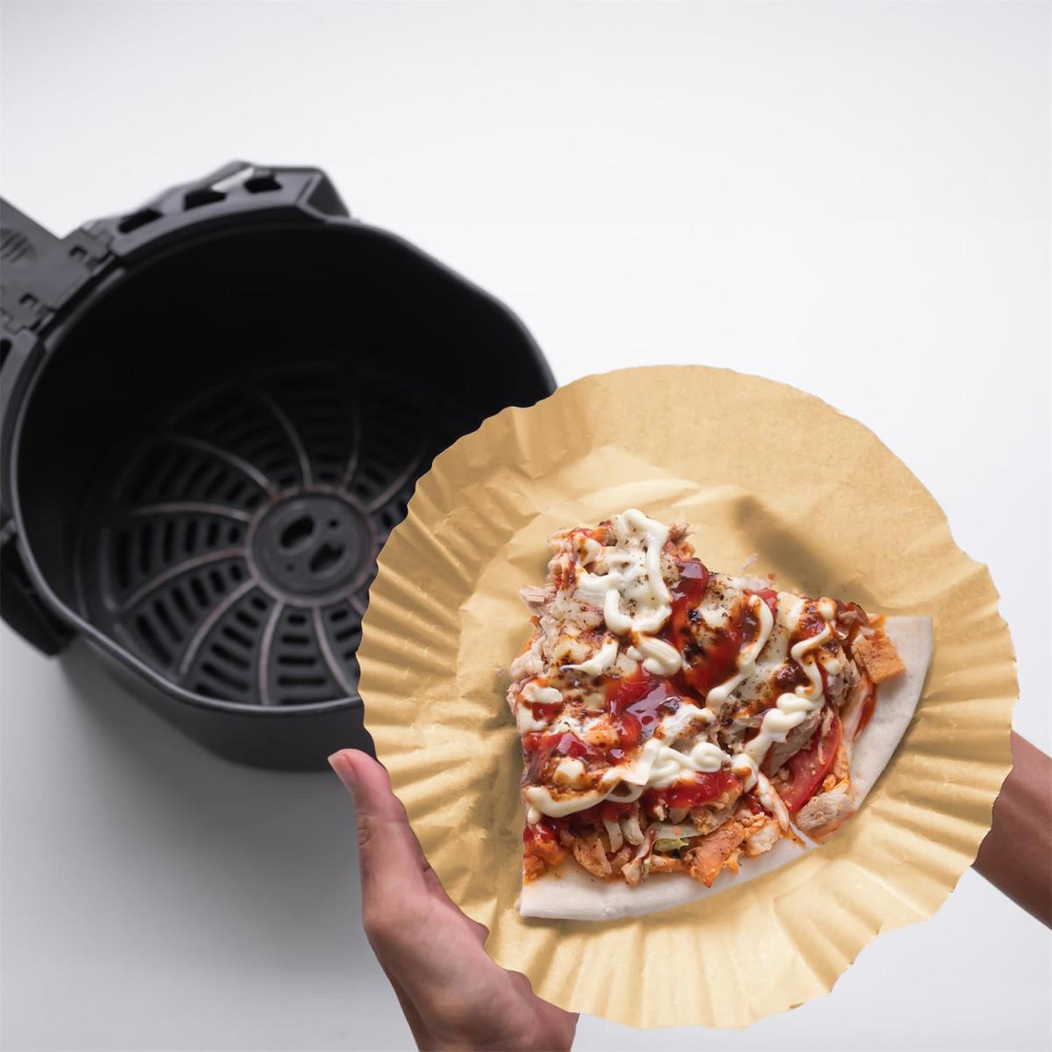 Voir la diapositive 3 : COOK CONCEPT Lot de 25 feuilles de papier cuisson  friteuse à air  20cm marron