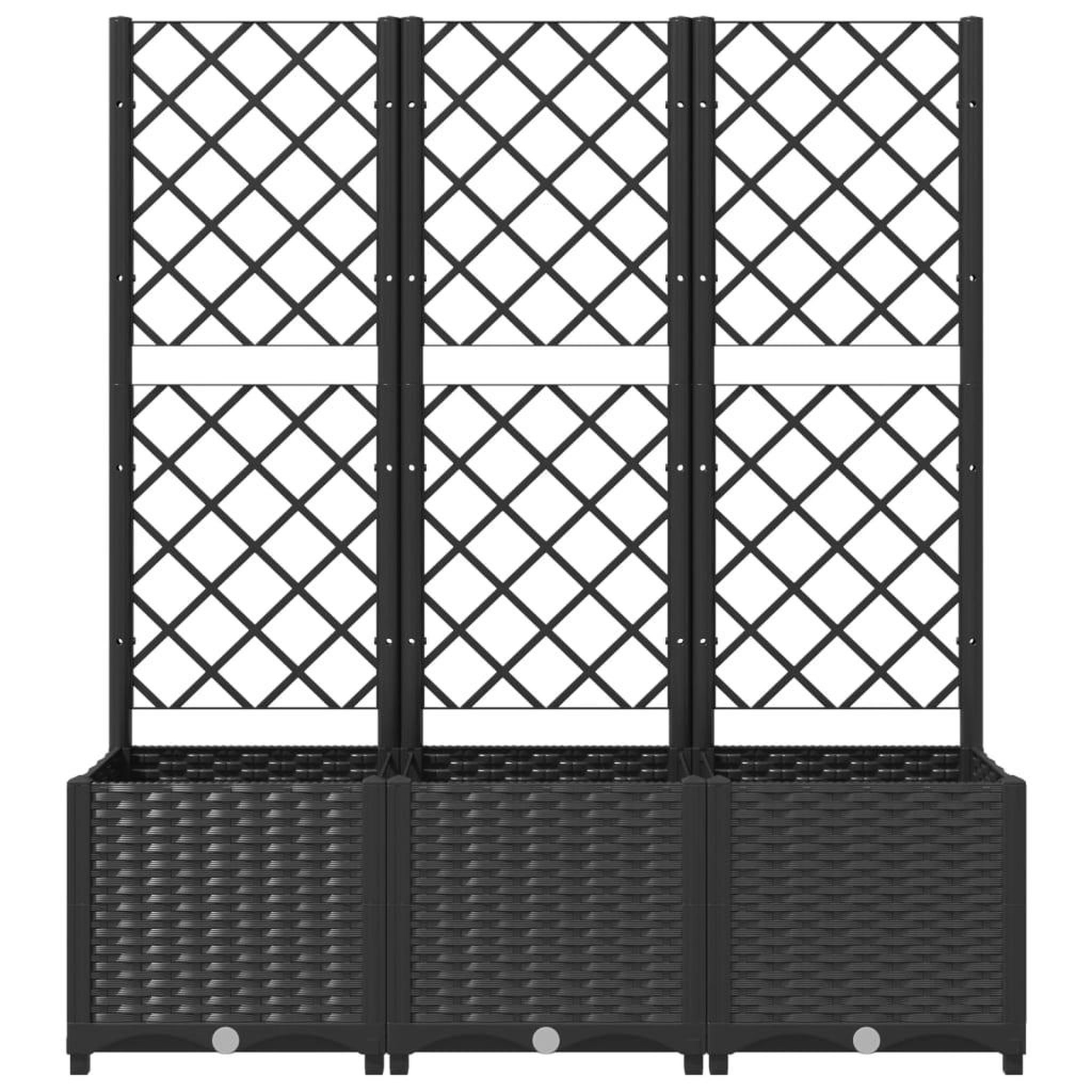 Voir la diapositive 4 : VIDAXL Jardiniere de jardin avec treillis Noir 120 x 40 x 136 cm PP