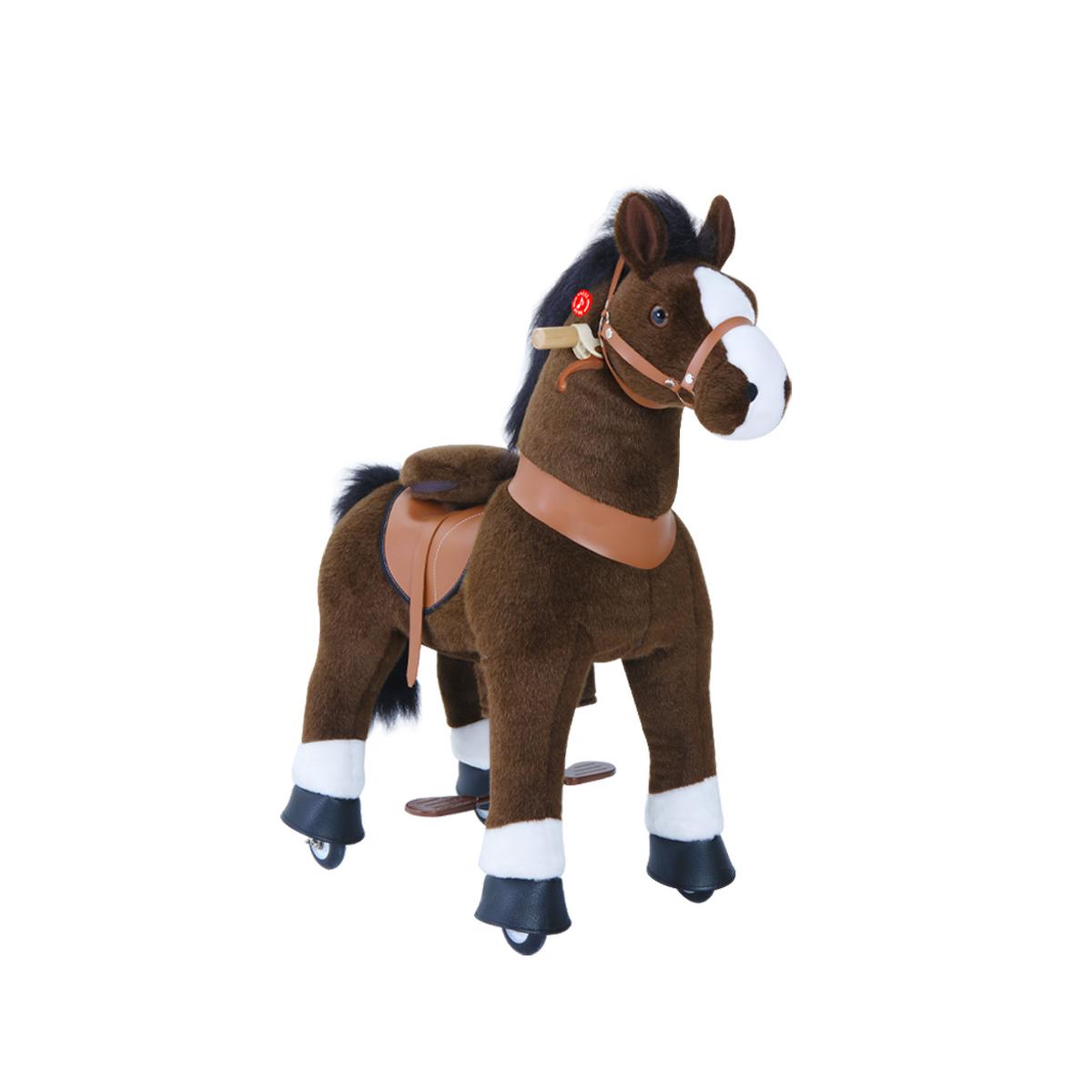Ponycycle Poney à monter Brun chocolat avec sabot blanc Grand Modèle pour 4 à 9 ans