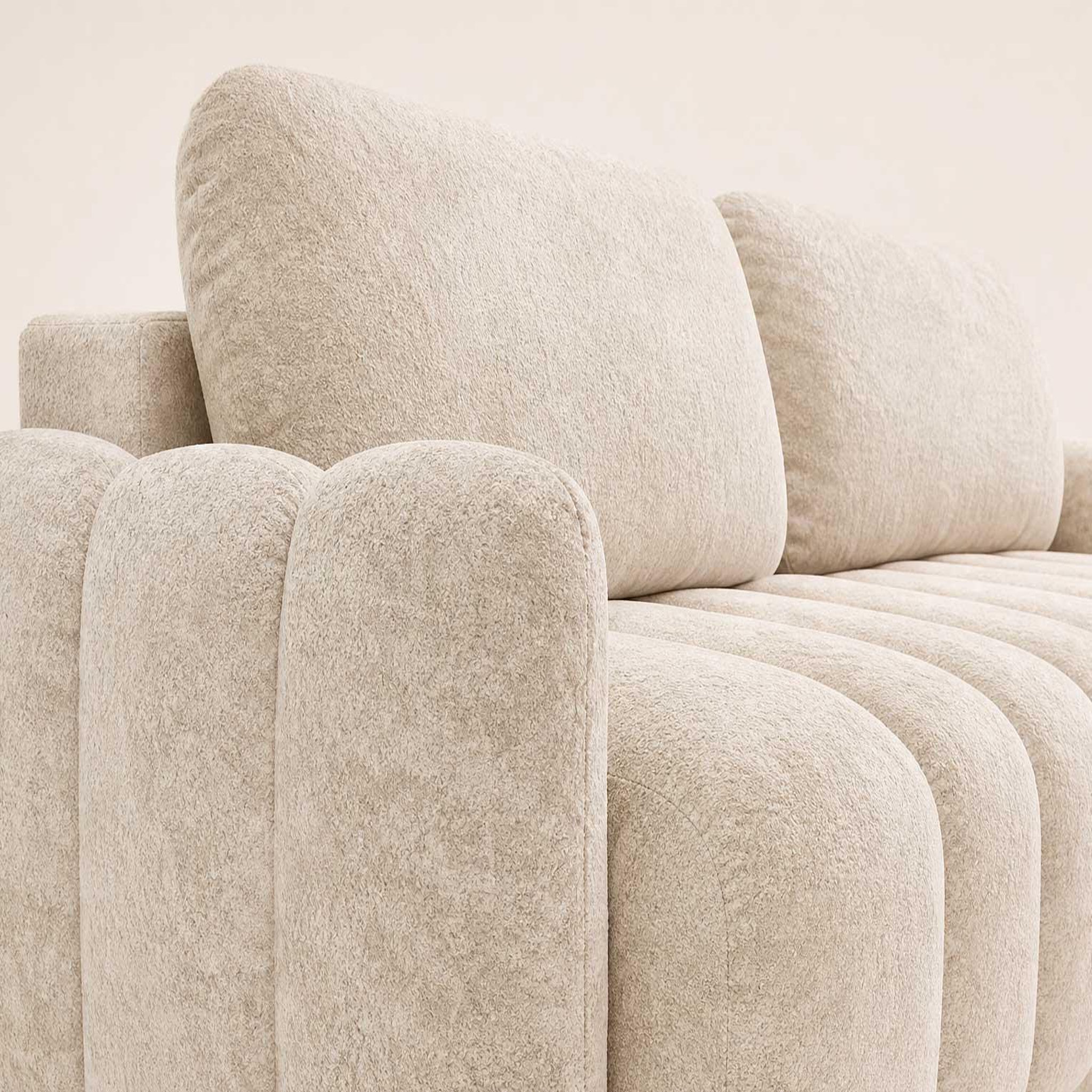 Voir la diapositive 6 : BEST MOBILIER Silvia - canapé droit 3 places convertible avec coffre - en tissu bouclette