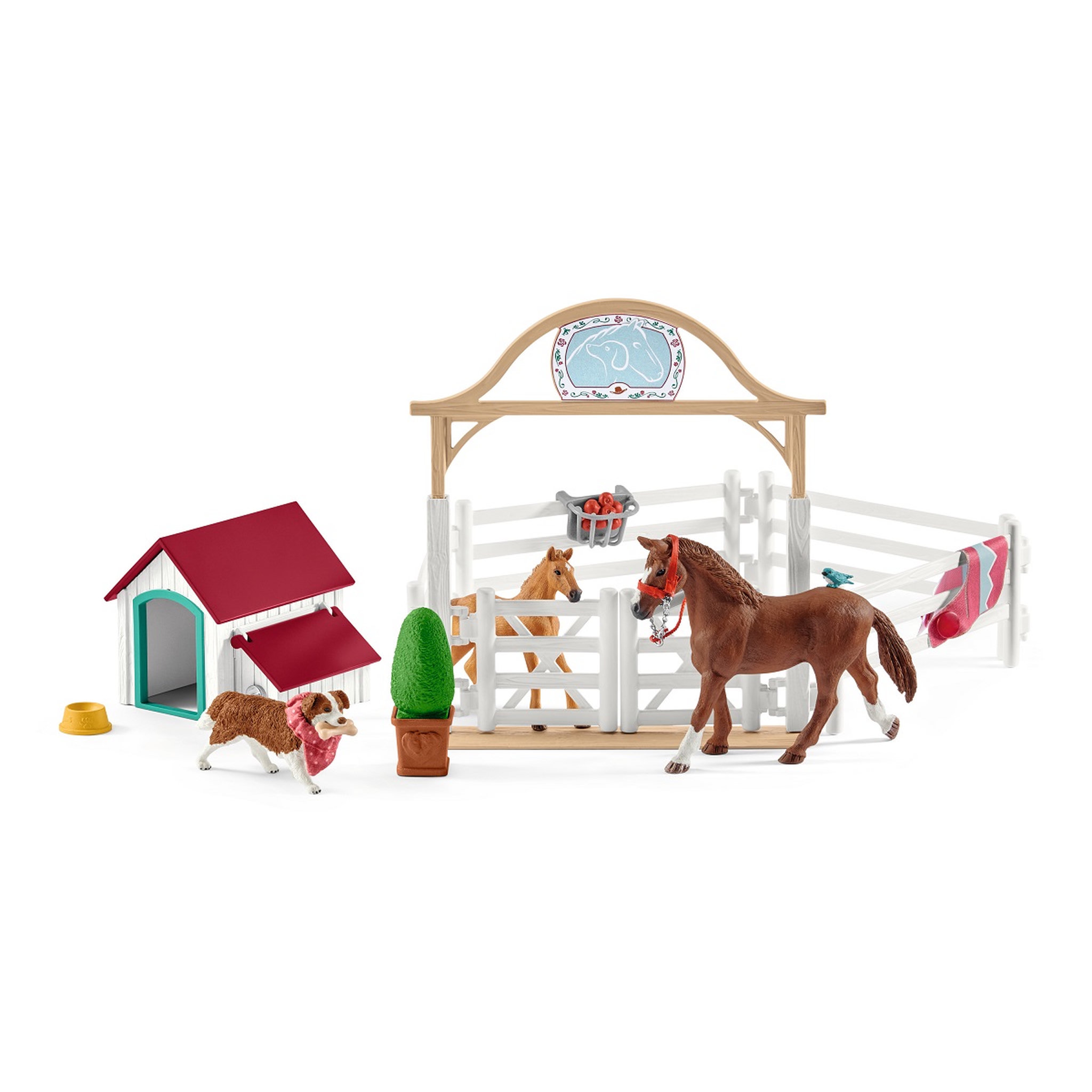 Voir la diapositive 2 : Schleich Chevaux invités d'Hannah avec la chienne Ruby de l'univers Horse club