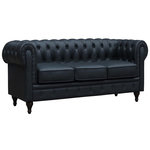 Habitat et Jardin Canapé fixe Chesterfield  Aliza  - 208 x 82 x 70 cm - 3 places - Noir