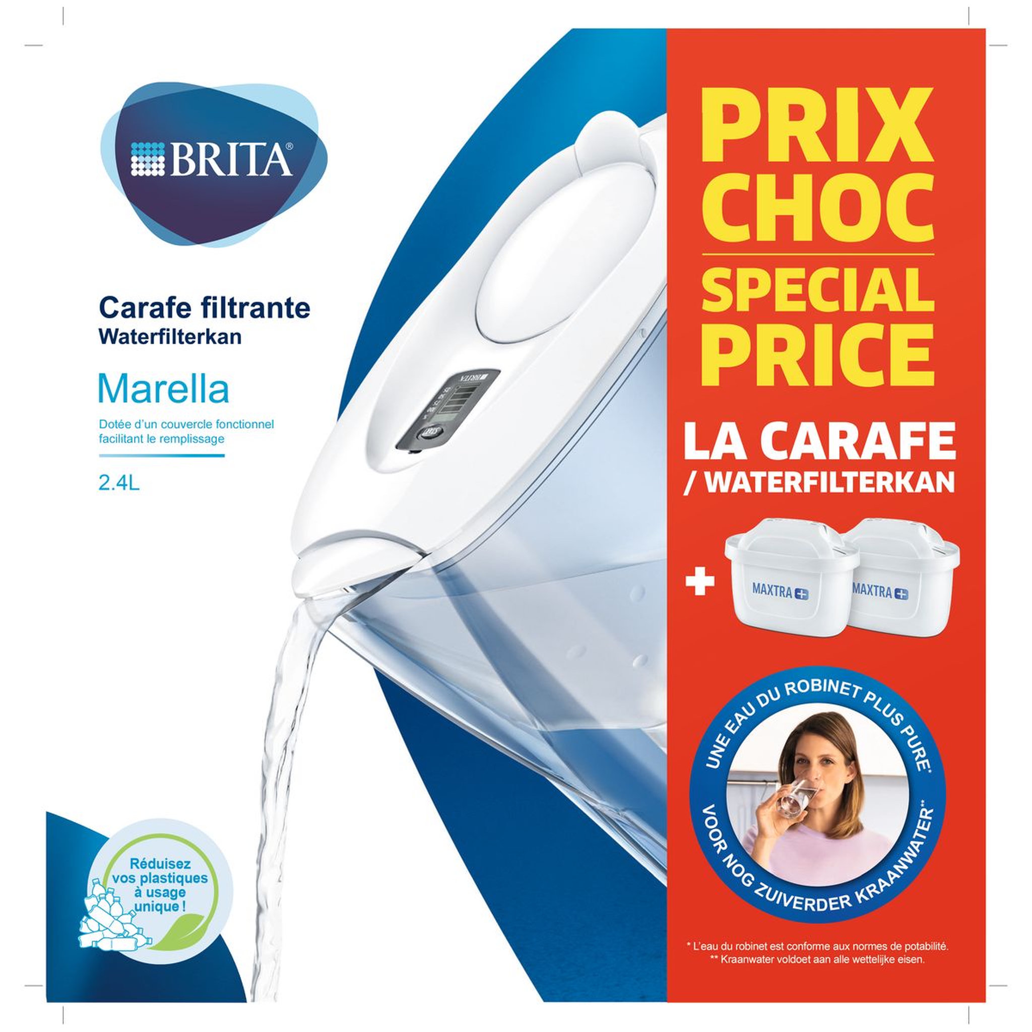 Voir la diapositive 3 : BRITA Carafe filtrante MARELLA Blanche + 2 cartouches MAXTRA+