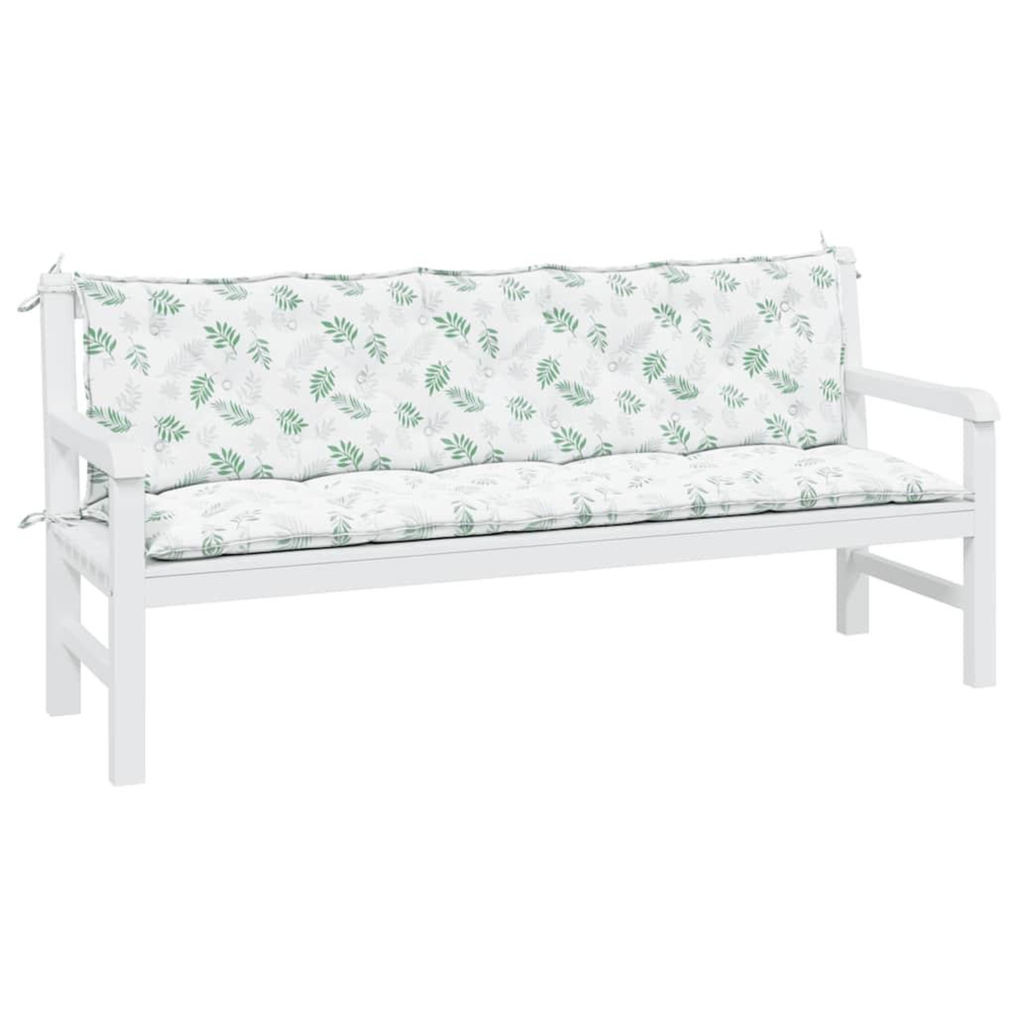 Voir la diapositive 4 : VIDAXL Coussins de banc jardin lot de 2 motif de feuilles tissu Oxford
