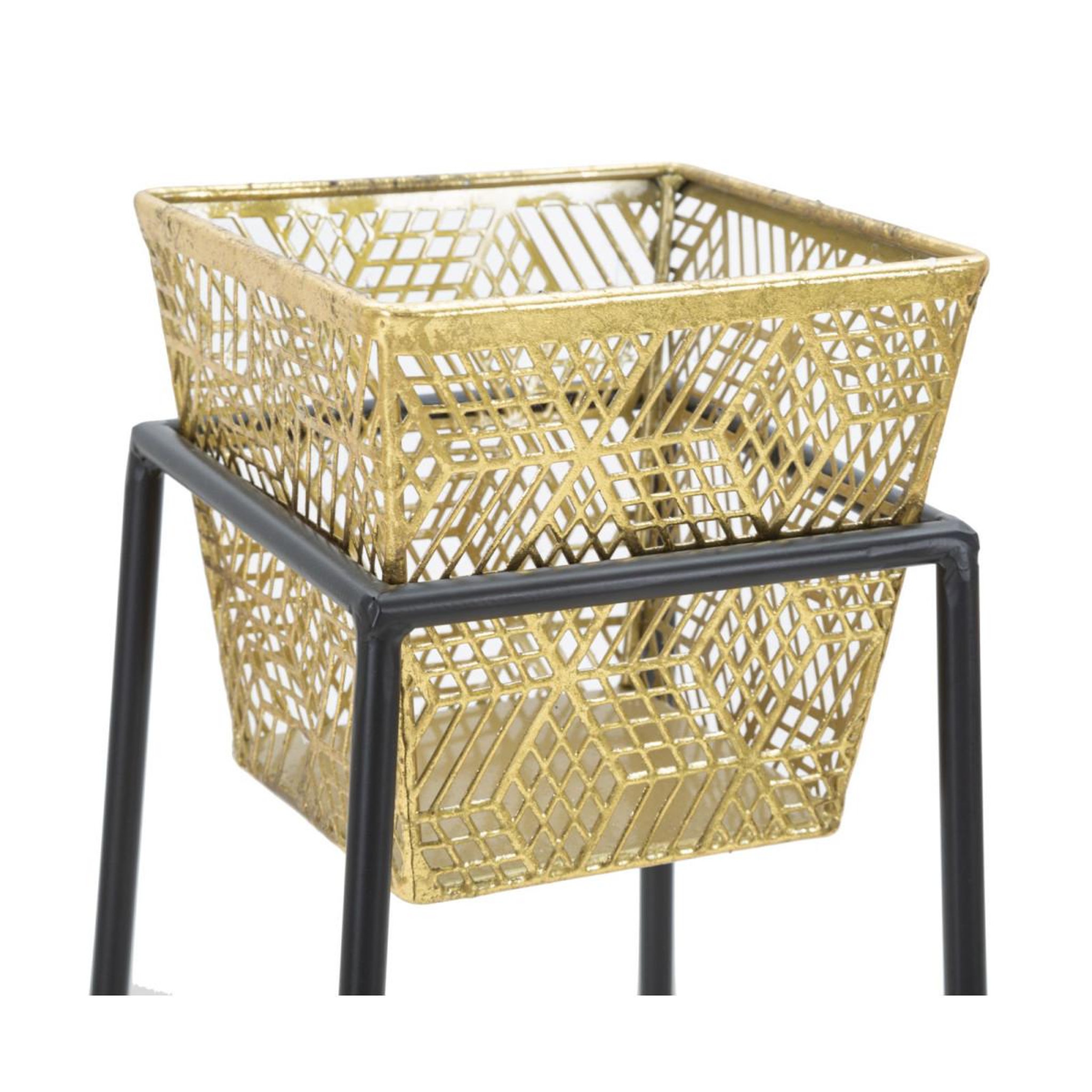 Voir la diapositive 3 : Paris Prix Lot de 2 cache-pots sur pied  wilma  70cm noir & or