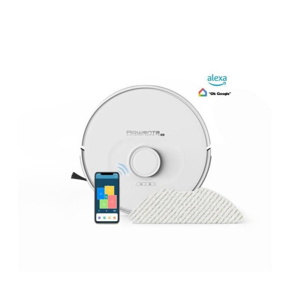 ROWENTA ROWENTA RR8567WH Aspirateur robot laveur, Aspire et lave, Navigation laser ultraprécise, Réglages personnalisés, X-Plorer, Bl