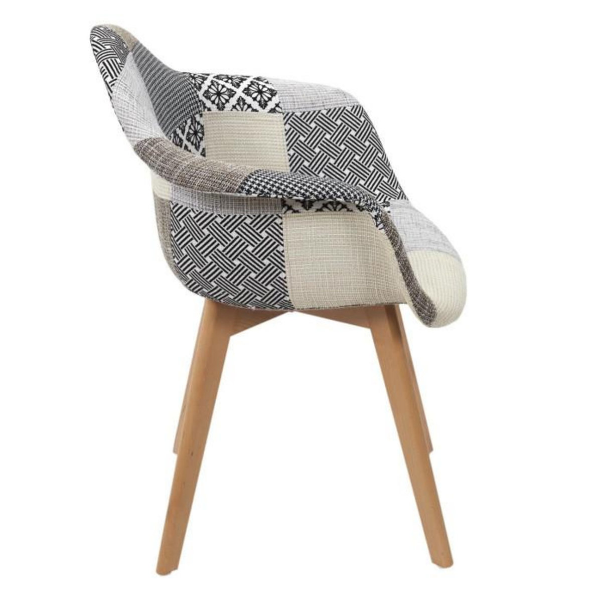 Paris Prix Lot de 2 Fauteuils Design  Patchwork  85cm Gris