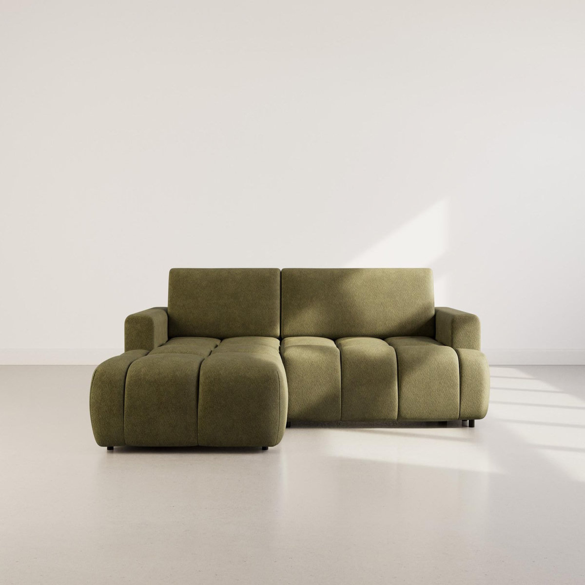 BEST MOBILIER Leonie - canapé d'angle gauche 4 places convertible avec coffre en velours texturé