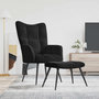 Voir la diapositive 1 : VIDAXL Chaise de relaxation avec tabouret Noir Velours