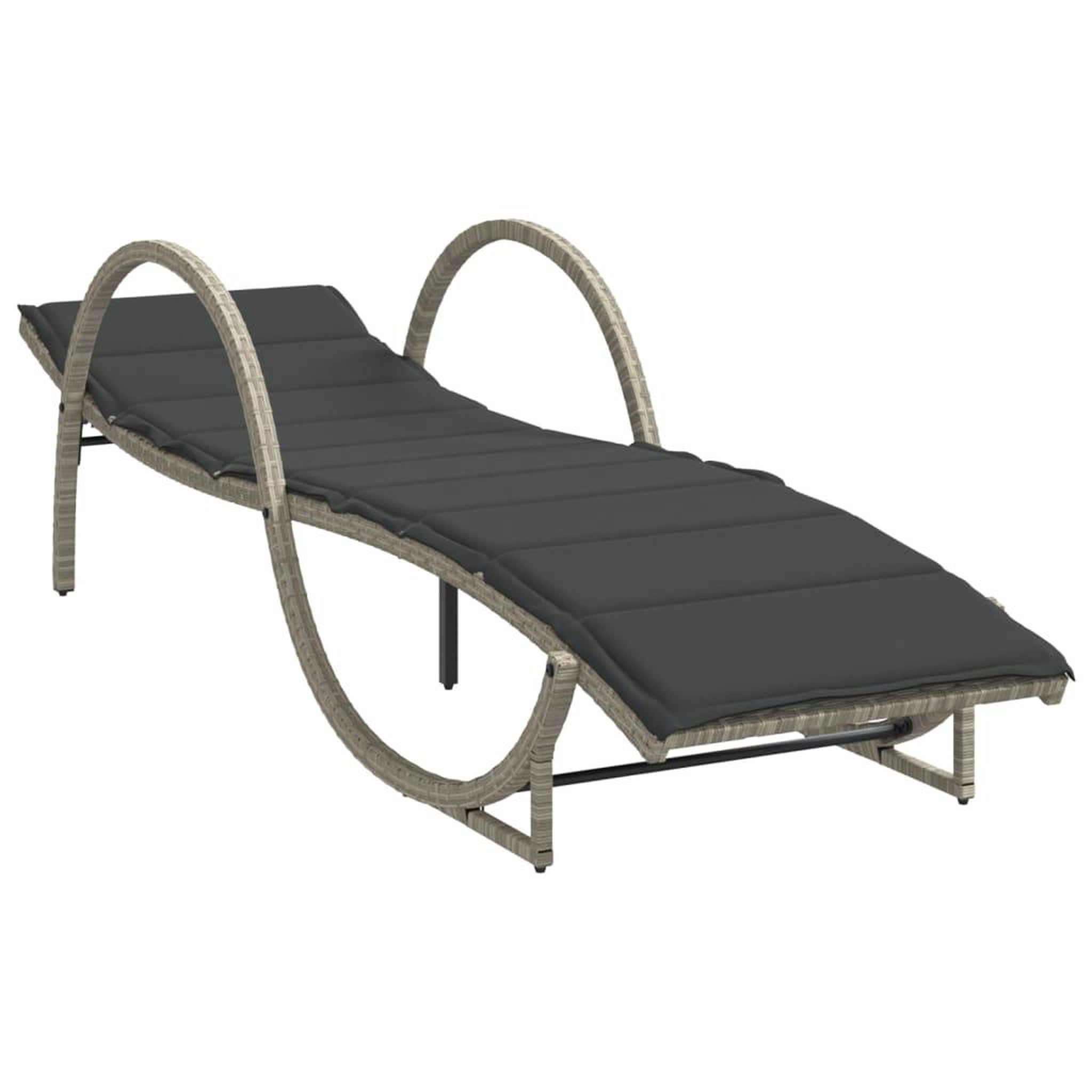Voir la diapositive 2 : VIDAXL Chaise longue et coussin gris clair 60x199x42 cm resine tressee