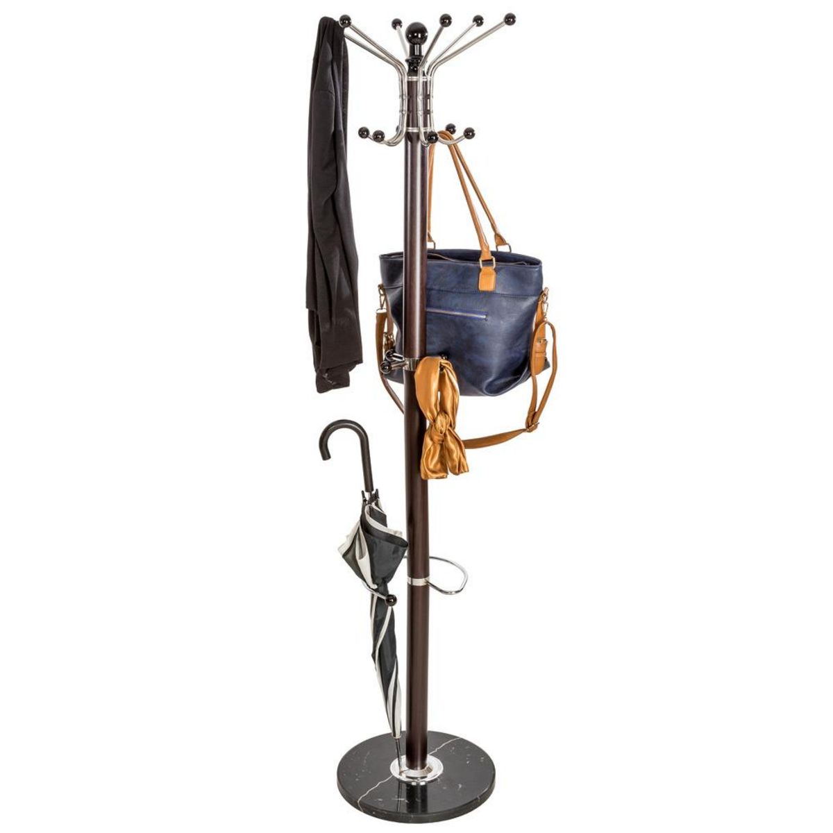 tectake Porte manteau en métal et marbre noir/marron