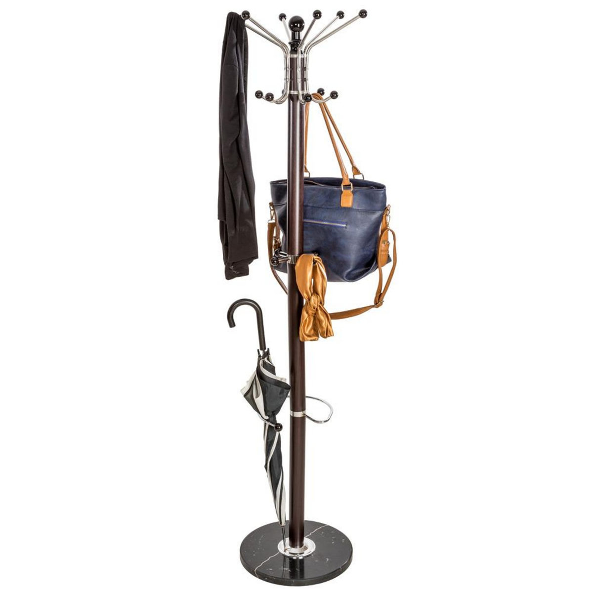 tectake Porte manteau en métal et marbre noir/marron