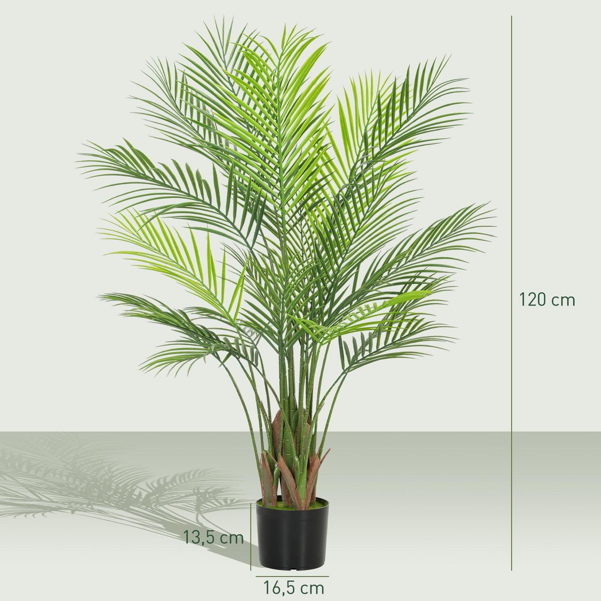 HOMCOM Palmier artificiel - plante artificielle H.120cm - 4 pieds 22 feuilles grand réalisme - pot inclus